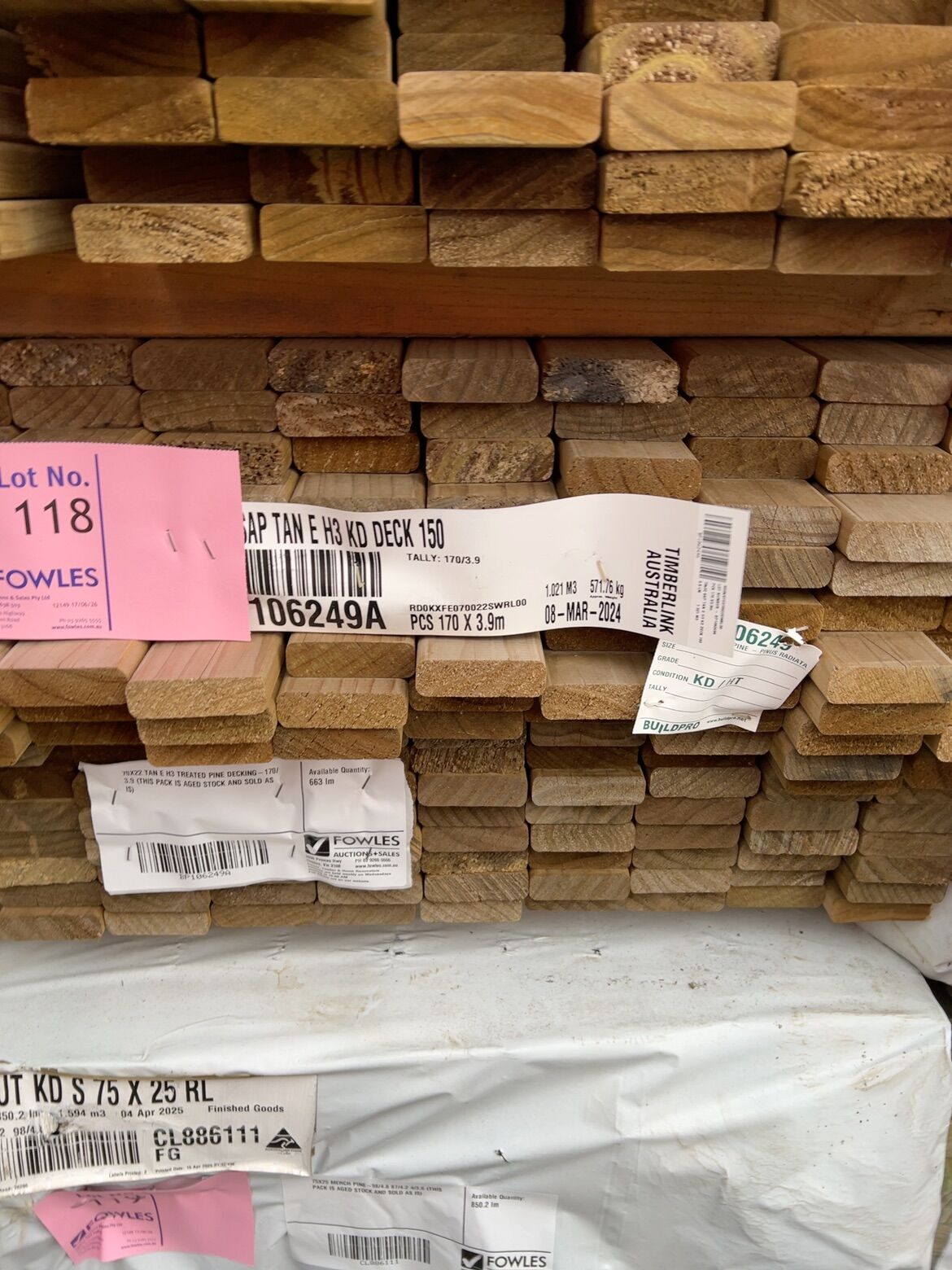 70X22 TAN E H3 TREATED PINE DECKING-170/3.9 (THIS PACK IS AGED STOCK AND SOLD AS IS) 70X22 TAN E H3 TREATED PINE DECKING-170/3.9 (THIS PACK IS AGED STOCK AND SOLD AS IS)