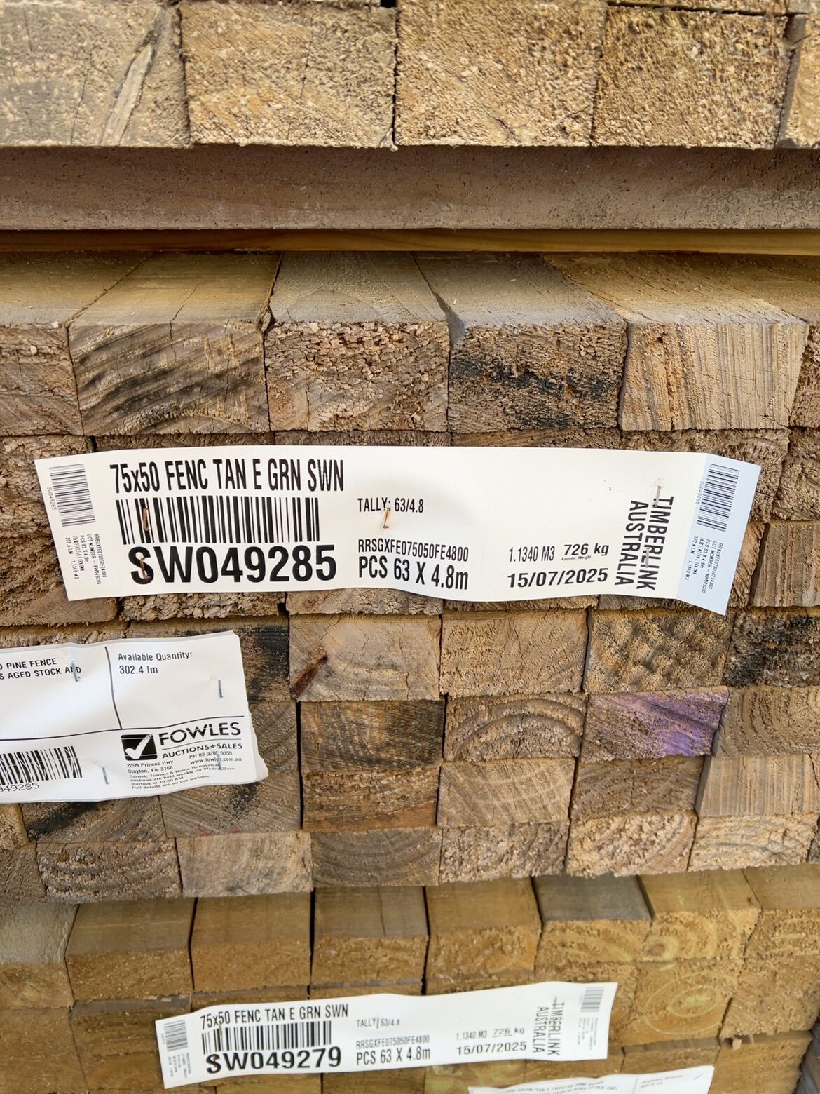 75X50 SAWN TAN E TREATED PINE FENCE RAILS-63/4.8 (THIS PACK IS AGED STOCK AND SOLD AS IS) 75X50 SAWN TAN E TREATED PINE FENCE RAILS-63/4.8 (THIS PACK IS AGED STOCK AND SOLD AS IS)