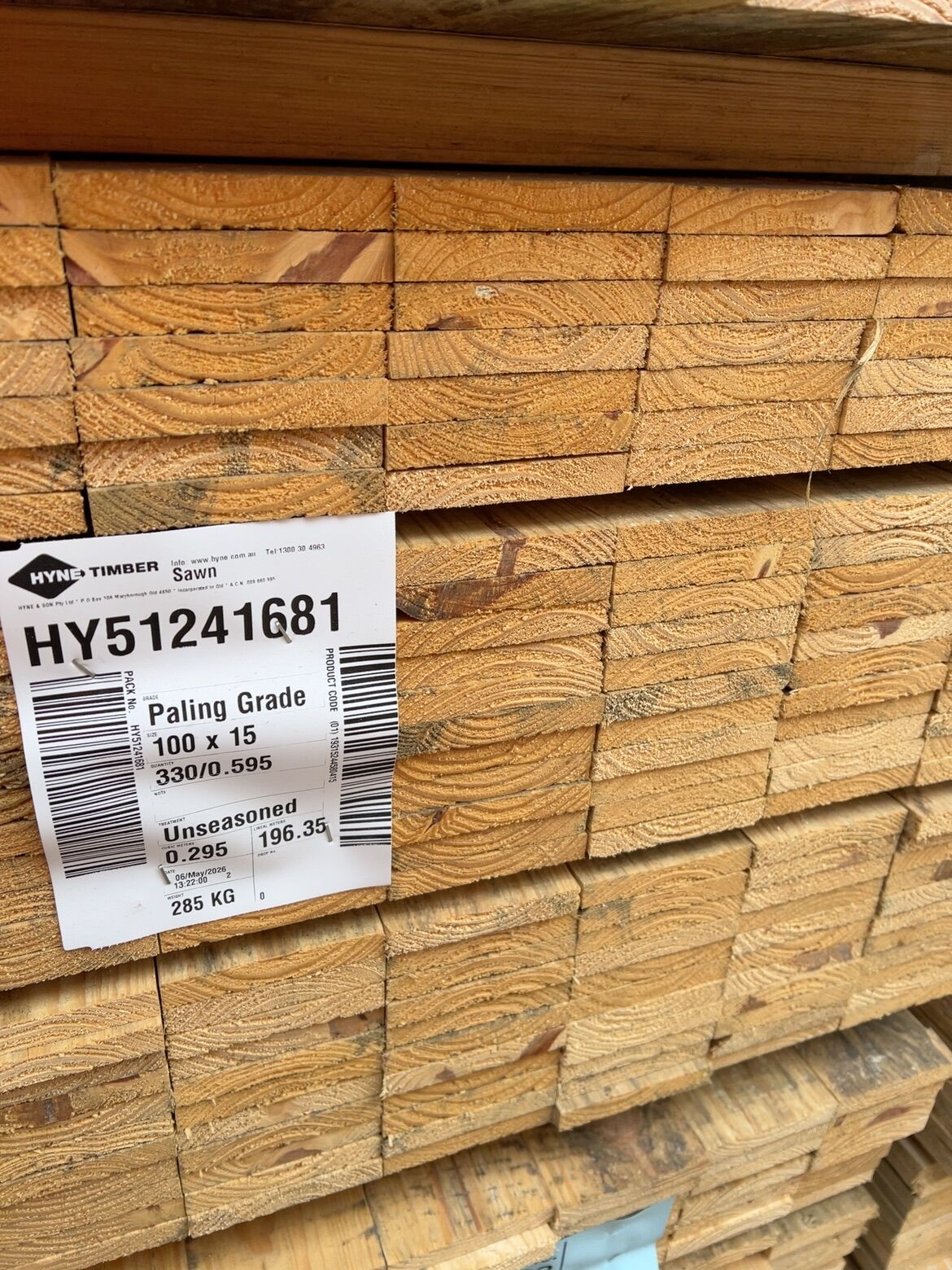 100X15 SAWN PINE-330/0.595 100X15 SAWN PINE-330/0.595