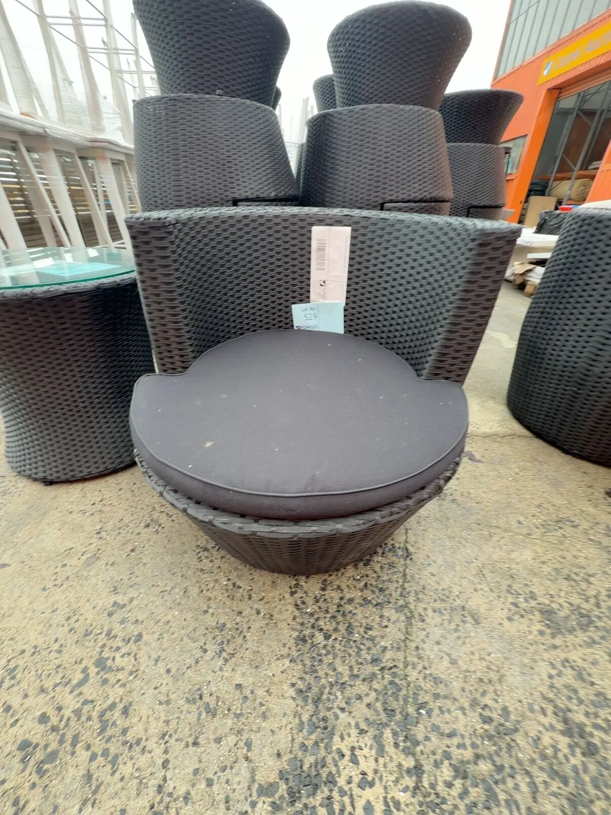 EX HIRE, BLACK RATTAN CHAIR, SOLD AS IS EX HIRE, BLACK RATTAN CHAIR, SOLD AS IS