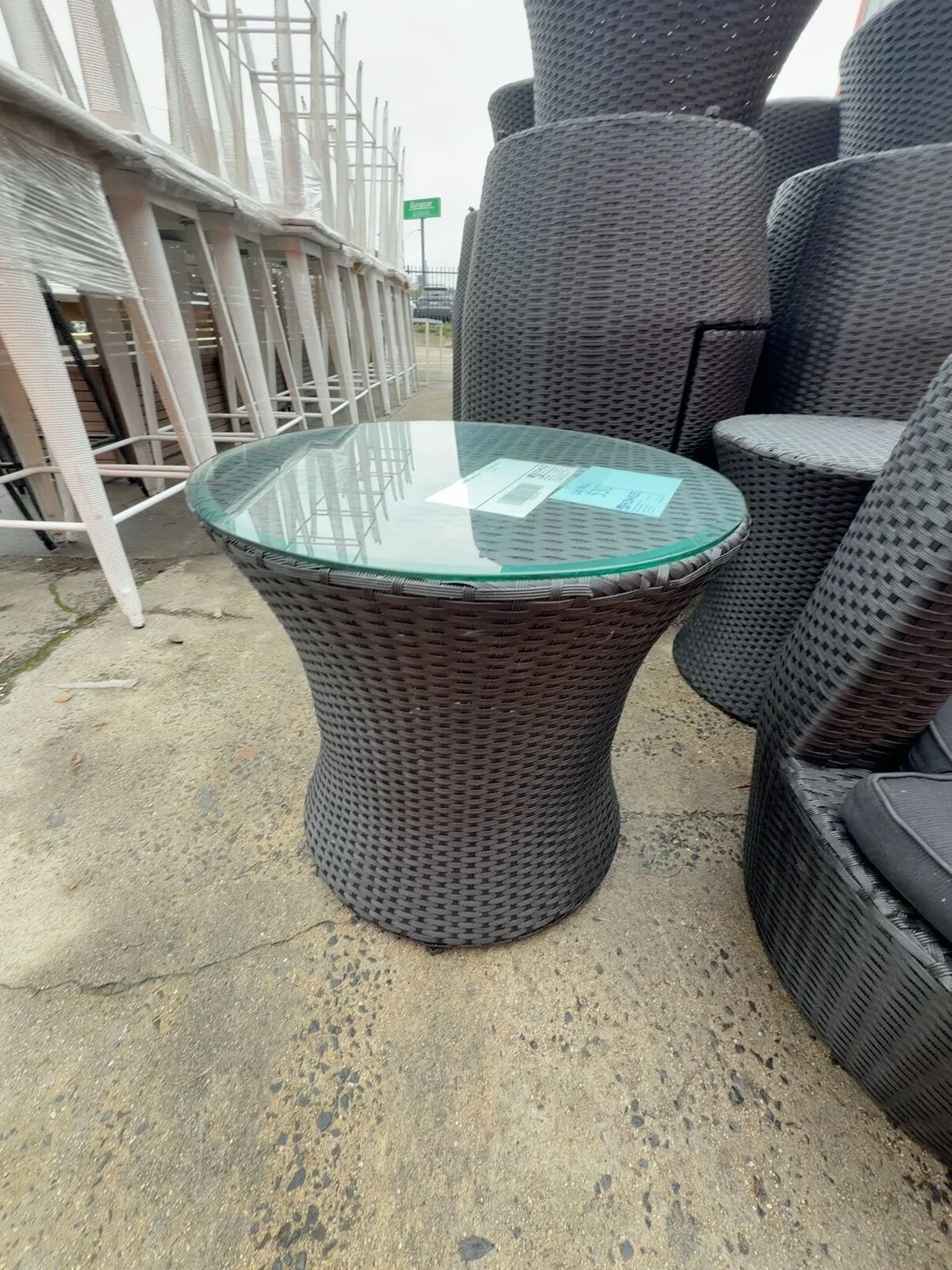 EX HIRE, BLACK RATTAN COFFEE TABLE, SOLD AS IS EX HIRE, BLACK RATTAN COFFEE TABLE, SOLD AS IS
