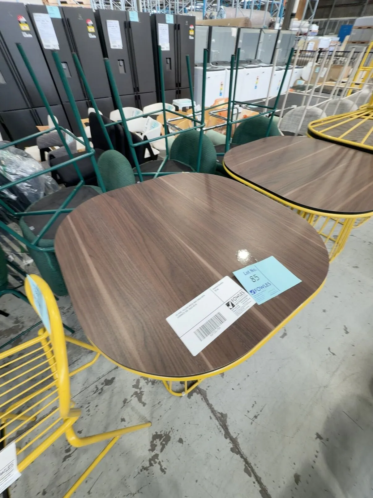 EX HIRE, YELLOW METAL BAR TABLE WITH LAMINATE TOP, SOLD AS IS EX HIRE, YELLOW METAL BAR TABLE WITH LAMINATE TOP, SOLD AS IS