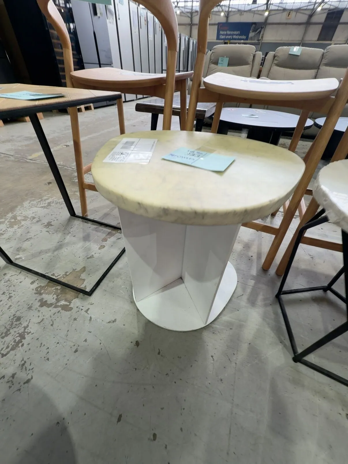 EX STAGING - STONE SIDE TABLE SOLD AS IS EX STAGING - STONE SIDE TABLE SOLD AS IS
