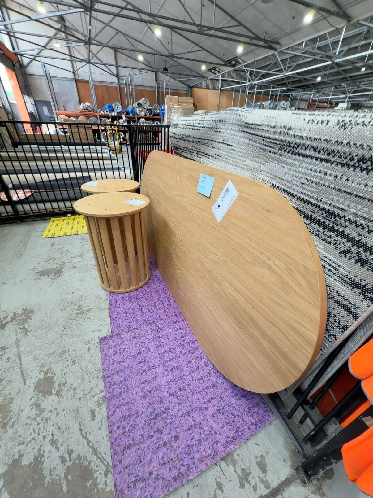 EX DISPLAY LIZ 2400MM OVAL DINING TABLE WITH ROUND LEGS, OAK NATURAL, NO SCREWS, SOLD AS IS EX DISPLAY LIZ 2400MM OVAL DINING TABLE WITH ROUND LEGS, OAK NATURAL, NO SCREWS, SOLD AS IS