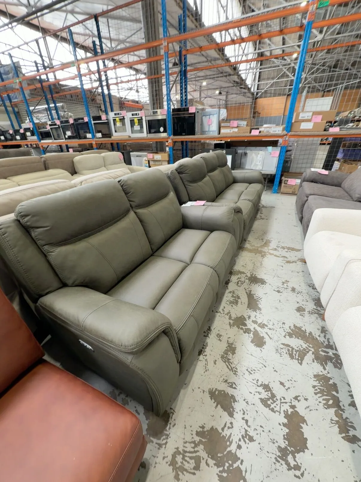 EX DISPLAY MASON LOUNGE SUITE, CONSISTS OF 3 SEATER AND 2 SEATER SOFA, MOSS GREEN FABRIC, ELECTRIC RECLINERS AND POWERED HEADRESTS, INBUILT USB AND USB-C PORTS, SOLD AS IS EX DISPLAY MASON LOUNGE SUITE, CONSISTS OF 3 SEATER AND 2 SEATER SOFA, MOSS GREEN FABRIC, ELECTRIC RECLINERS AND POWERED HEADRESTS, INBUILT USB AND USB-C PORTS, SOLD AS IS