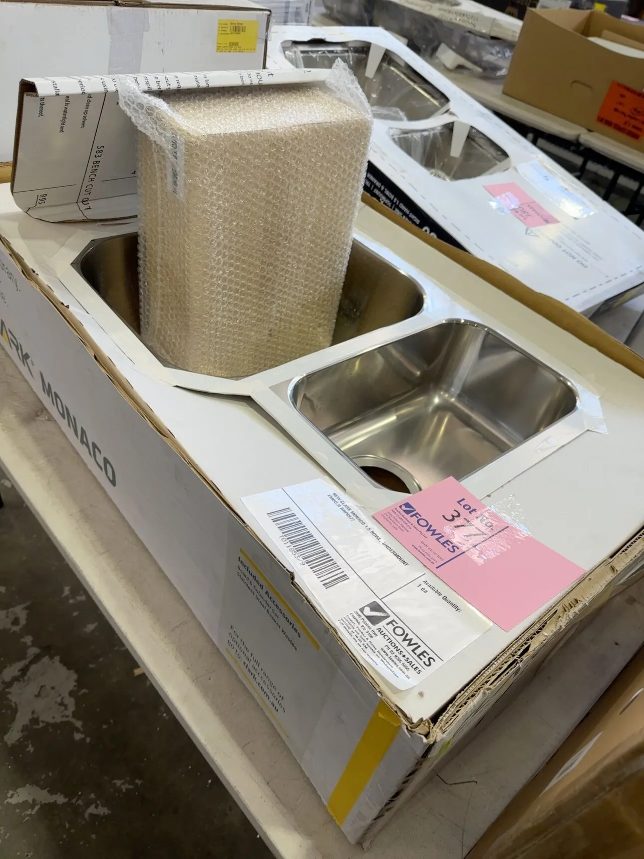 NEW CLARK MONACO 1.5 BOWL, UNDERMOUNT EMDU.R RRP$977 NEW CLARK MONACO 1.5 BOWL, UNDERMOUNT EMDU.R RRP$977