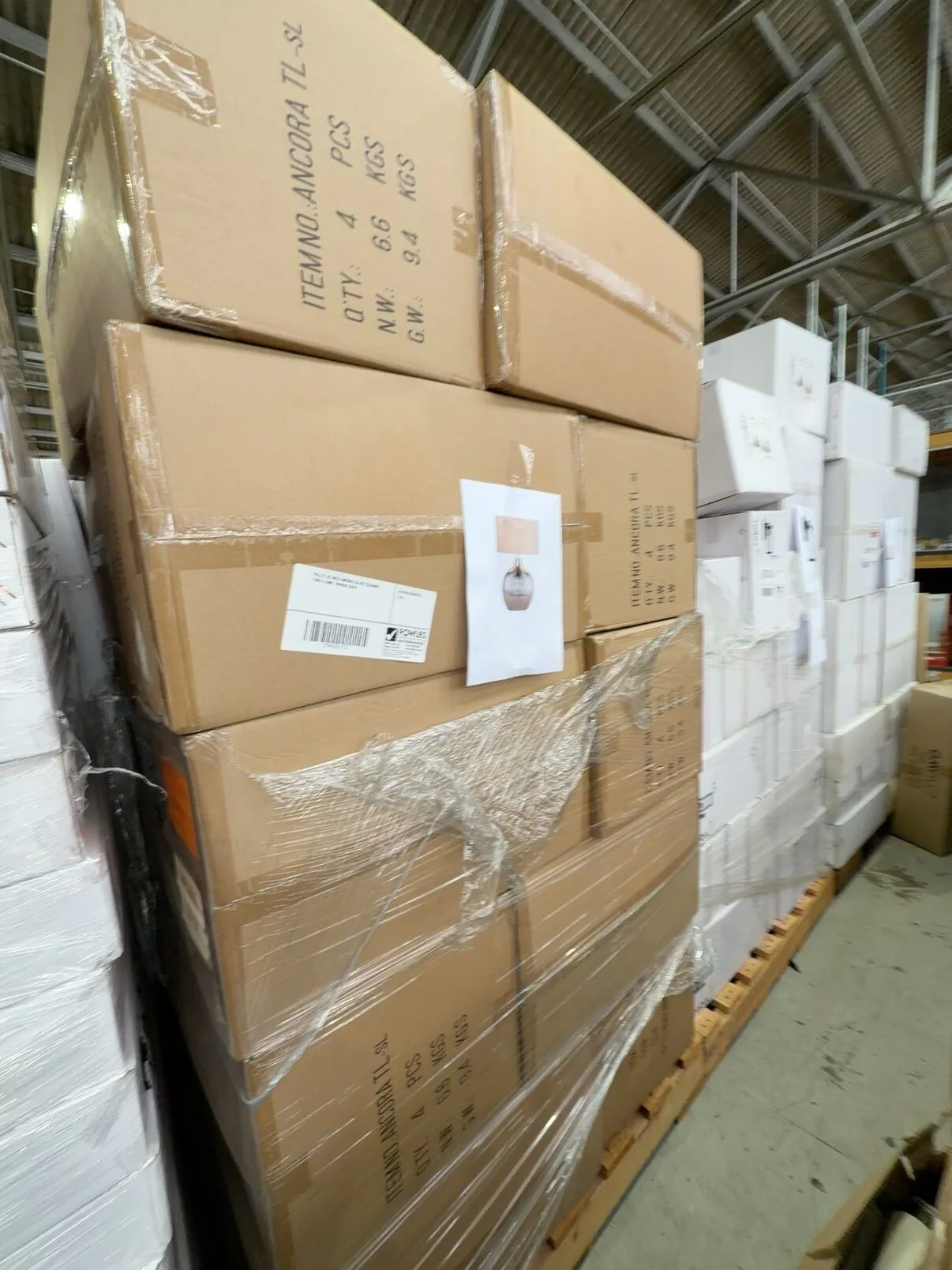 PALLET OF NEW ANCORA SILVER CERAMIC TABLE LAMP, RRP$80 EACH PALLET OF NEW ANCORA SILVER CERAMIC TABLE LAMP, RRP$80 EACH