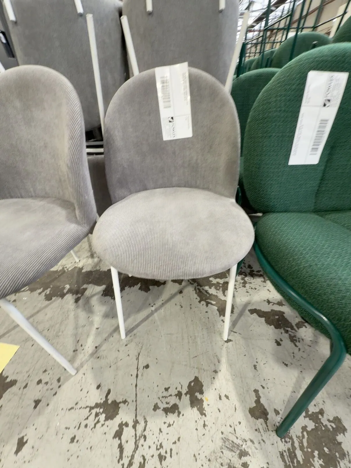 EX HIRE GREY CORD DINING CHAIR WITH WHITE METAL FRAME, SOLD AS IS EX HIRE GREY CORD DINING CHAIR WITH WHITE METAL FRAME, SOLD AS IS