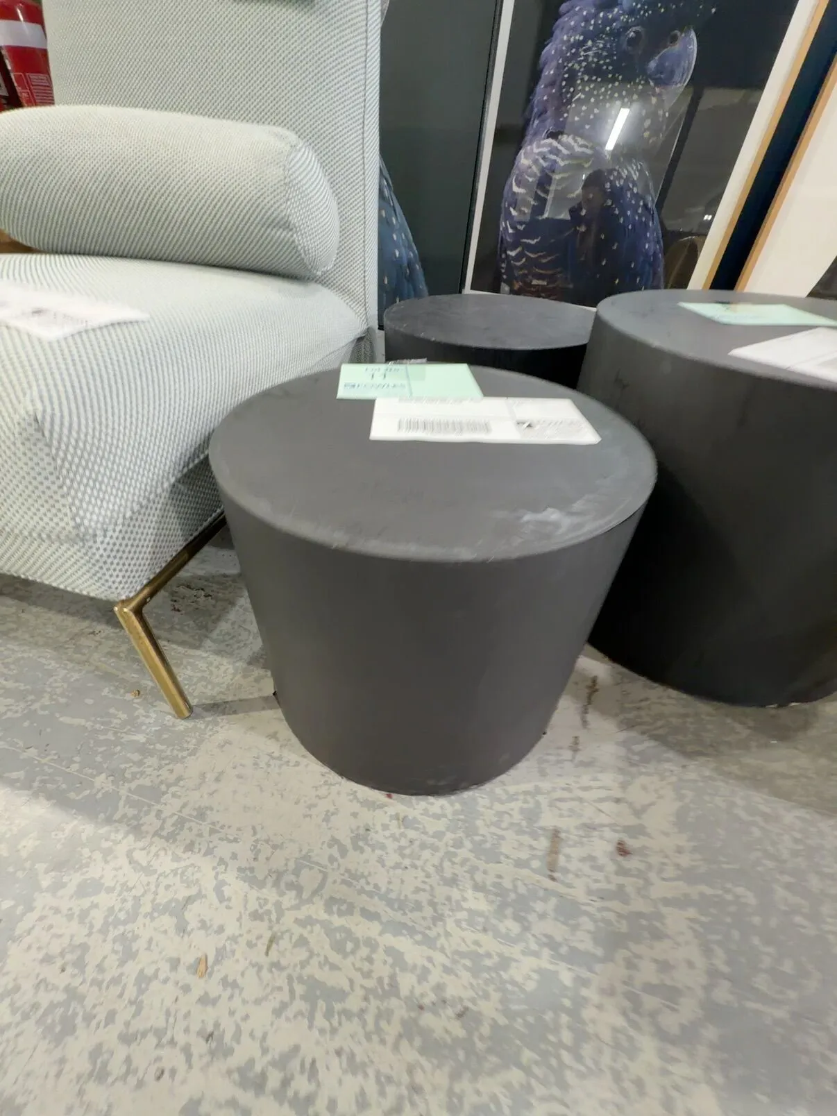 EX STAGING FURNITURE - SMALL BLACK ROUND SIDE TABLE SOLD AS IS EX STAGING FURNITURE - SMALL BLACK ROUND SIDE TABLE SOLD AS IS