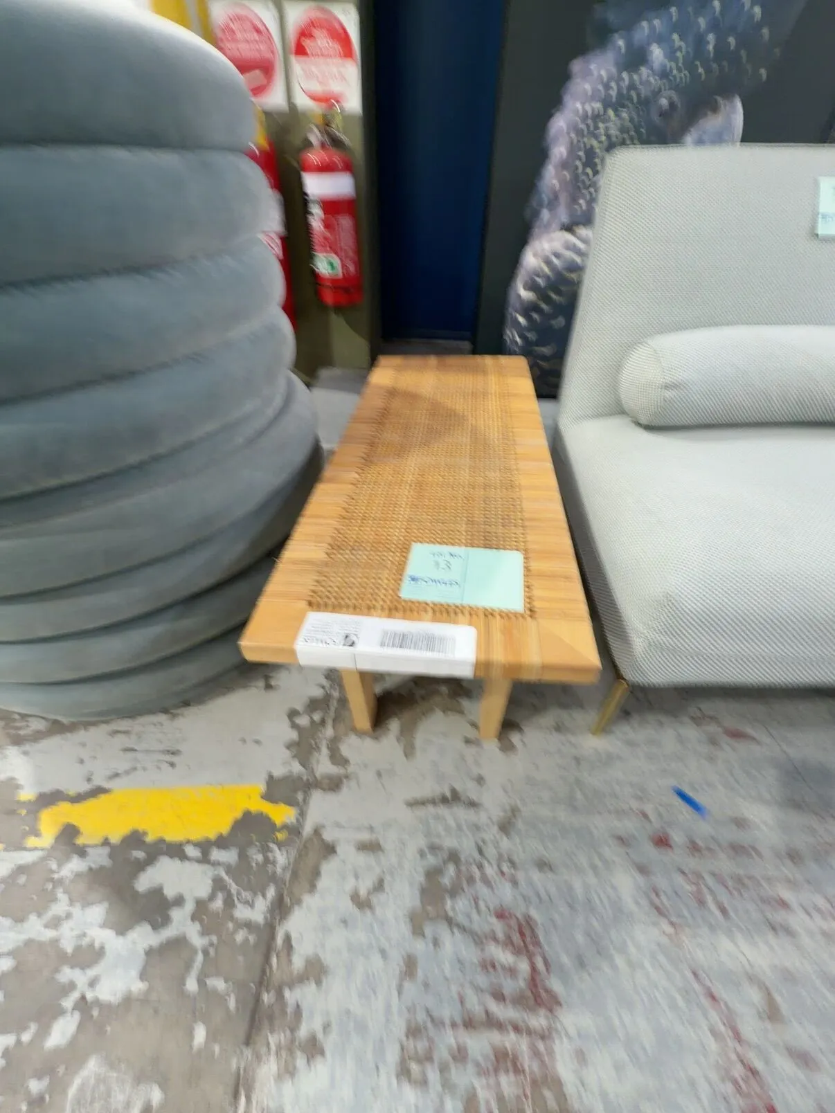 EX STAGING FURNITURE - RATTAN OTTOMAN, SOLD AS IS EX STAGING FURNITURE - RATTAN OTTOMAN, SOLD AS IS