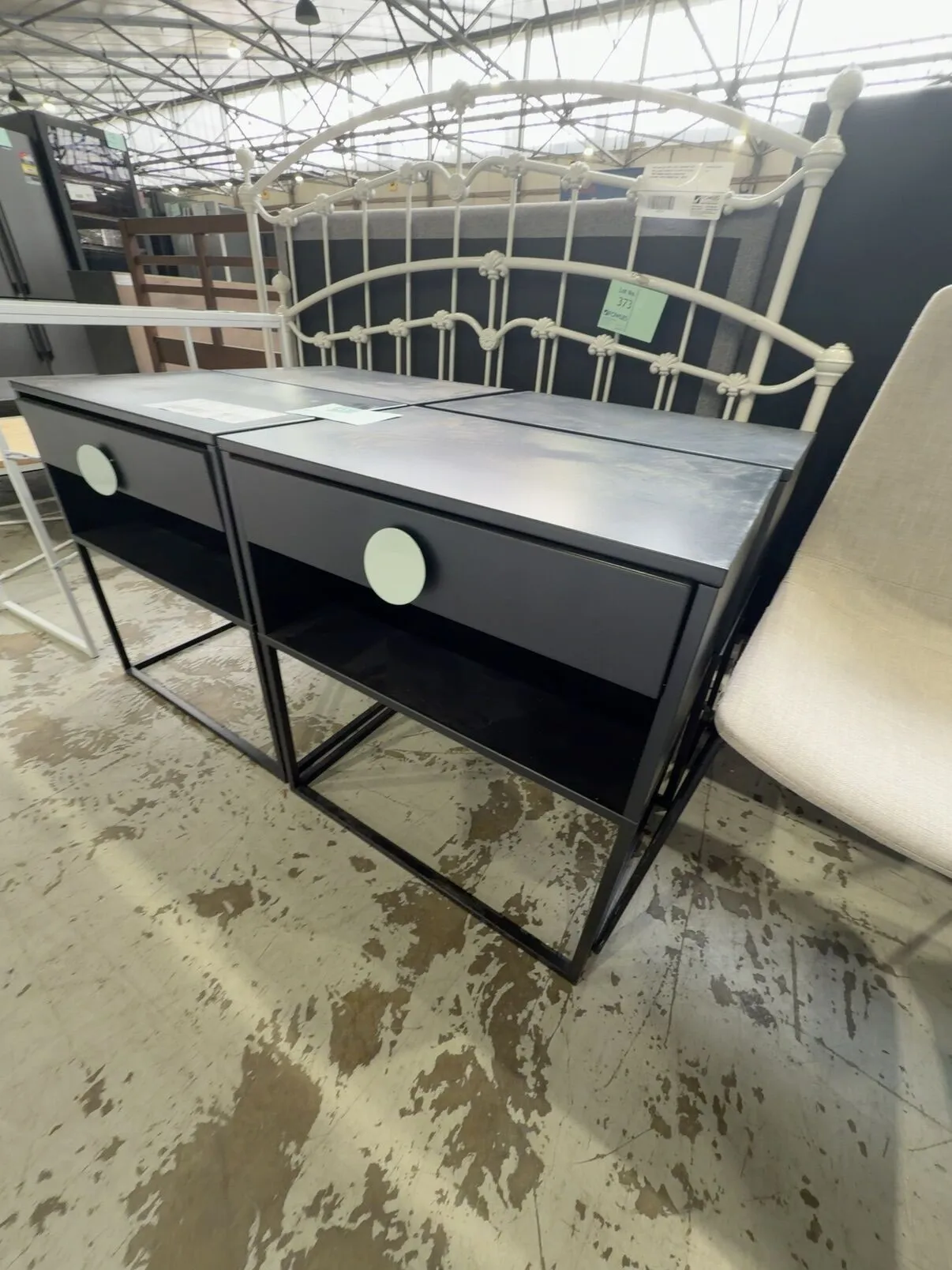 EX STAGING FURNITURE - BLACK BEDSIDE TABLE SOLD AS IS EX STAGING FURNITURE - BLACK BEDSIDE TABLE SOLD AS IS