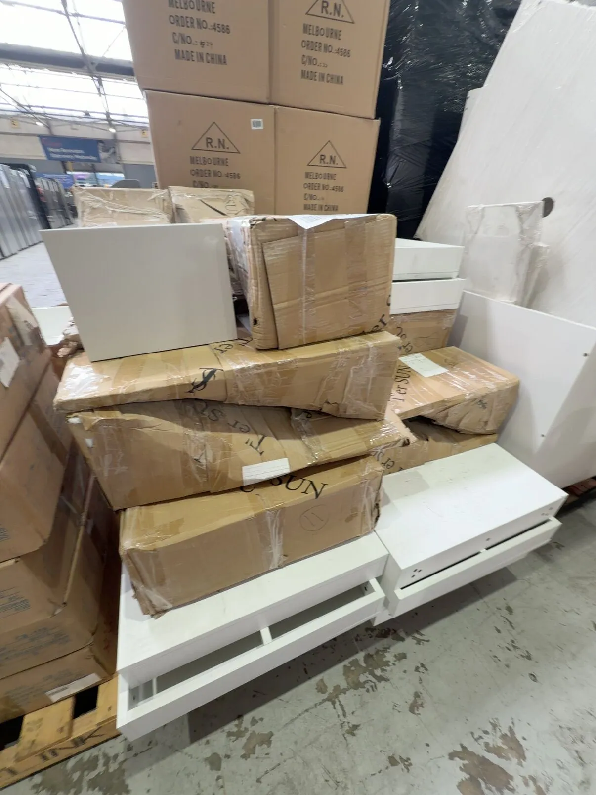 PALLET OF CUSTOM MADE CABINETS, SOLD AS IS PALLET OF CUSTOM MADE CABINETS, SOLD AS IS