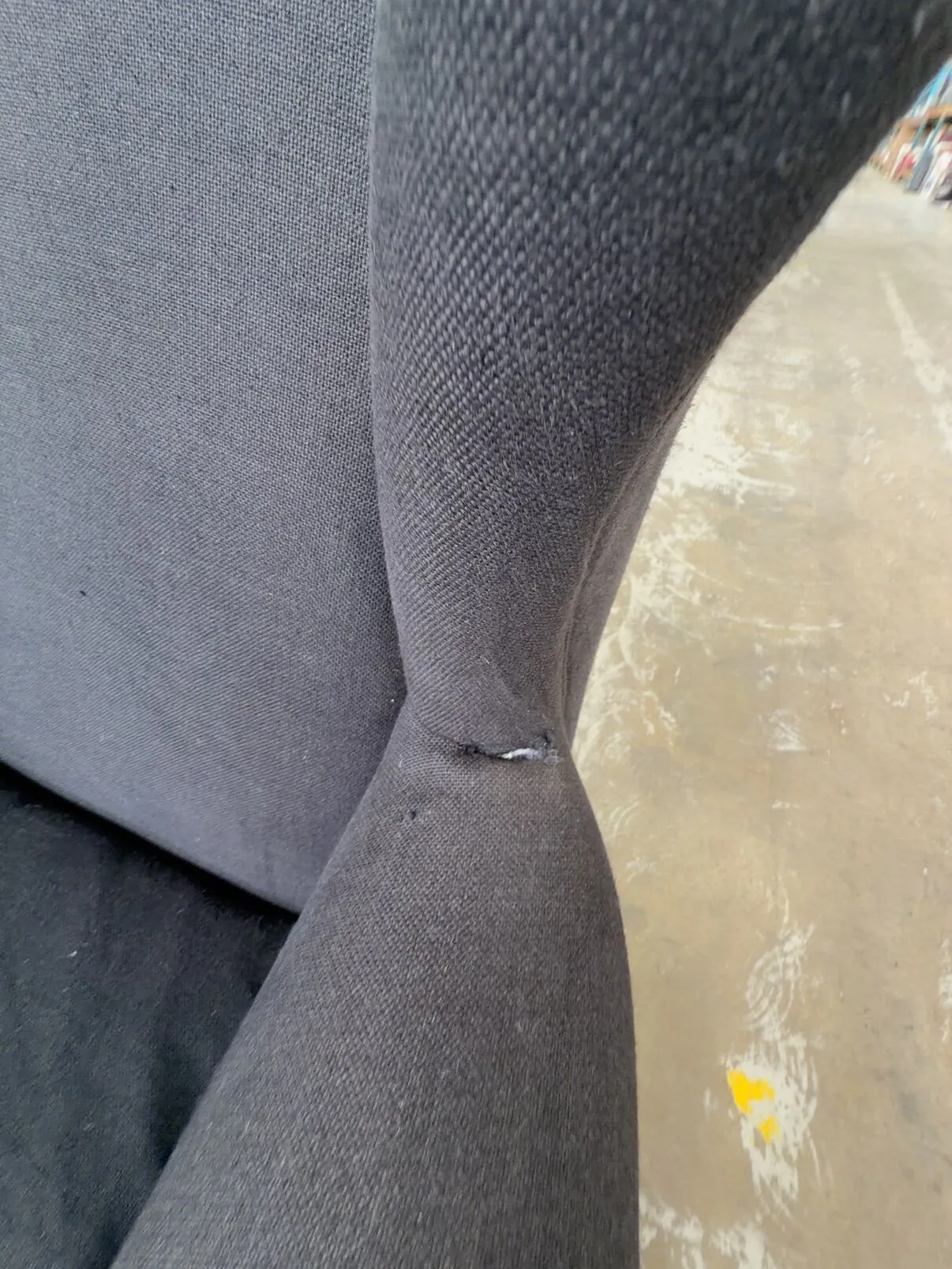 EX STAGING - LARGE BLACK LINEN WINGBACK, SOLD AS IS EX STAGING - LARGE BLACK LINEN WINGBACK, SOLD AS IS
