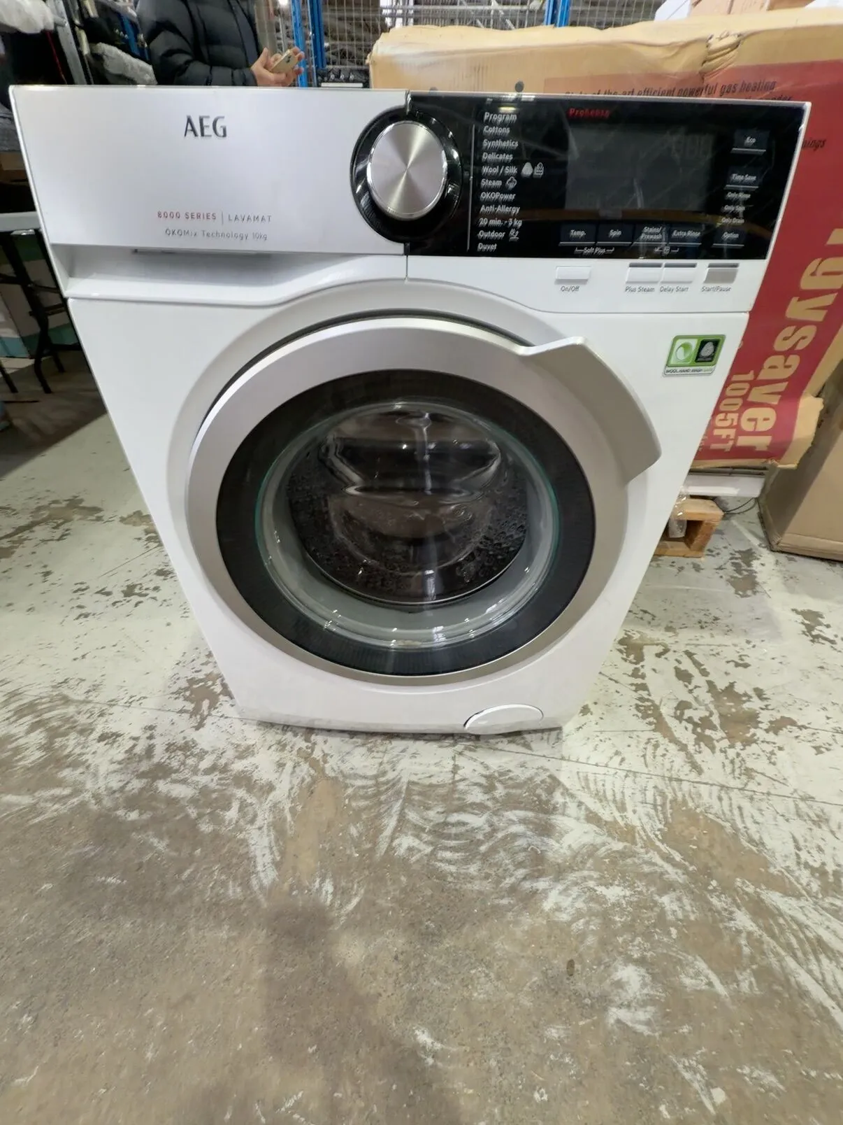 AEG 8kg 6000 SERIES FRONT LOAD WASHING MACHINE WITH PROSENSE TECHNOLOGY, 1400 SPIN SPEED, 10 WASH PROGRAMS, STEAM REFRESH OPTION, WOOLMARK BLUE CERTIFICATION, ULTRA QUICK PROGRAM, AQUA CONTROL SYSTEM, MODEL LF6ES8431A**DAMAGED FRONT CONTROL****UNTESTED, NO WARRANTY, SOLD AS IS**** AEG 8kg 6000 SERIES FRONT LOAD WASHING MACHINE WITH PROSENSE TECHNOLOGY, 1400 SPIN SPEED, 10 WASH PROGRAMS, STEAM REFRESH OPTION, WOOLMARK BLUE CERTIFICATION, ULTRA QUICK PROGRAM, AQUA CONTROL SYSTEM, MODEL LF6ES8431A**DAMAGED FRONT CONTROL****UNTESTED, NO WARRANTY, SOLD AS IS****