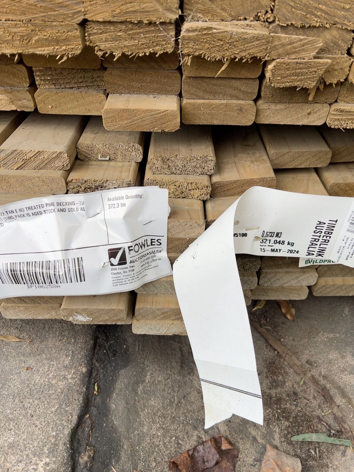 70X22 TAN E H3 TREATED PINE DECKING-73/5.1 (THIS PACK IS AGED STOCK AND SOLD AS IS) 70X22 TAN E H3 TREATED PINE DECKING-73/5.1 (THIS PACK IS AGED STOCK AND SOLD AS IS)