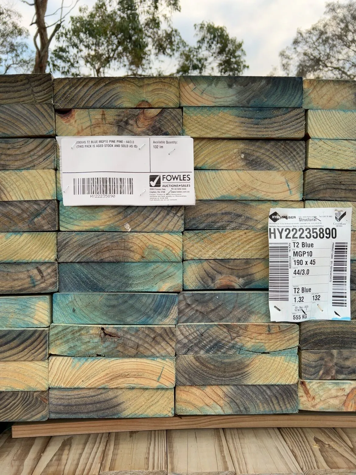 190X45 T2 BLUE MGP10 PINE PINE-44/3.0 (THIS PACK IS AGED STOCK AND SOLD AS IS) 190X45 T2 BLUE MGP10 PINE PINE-44/3.0 (THIS PACK IS AGED STOCK AND SOLD AS IS)