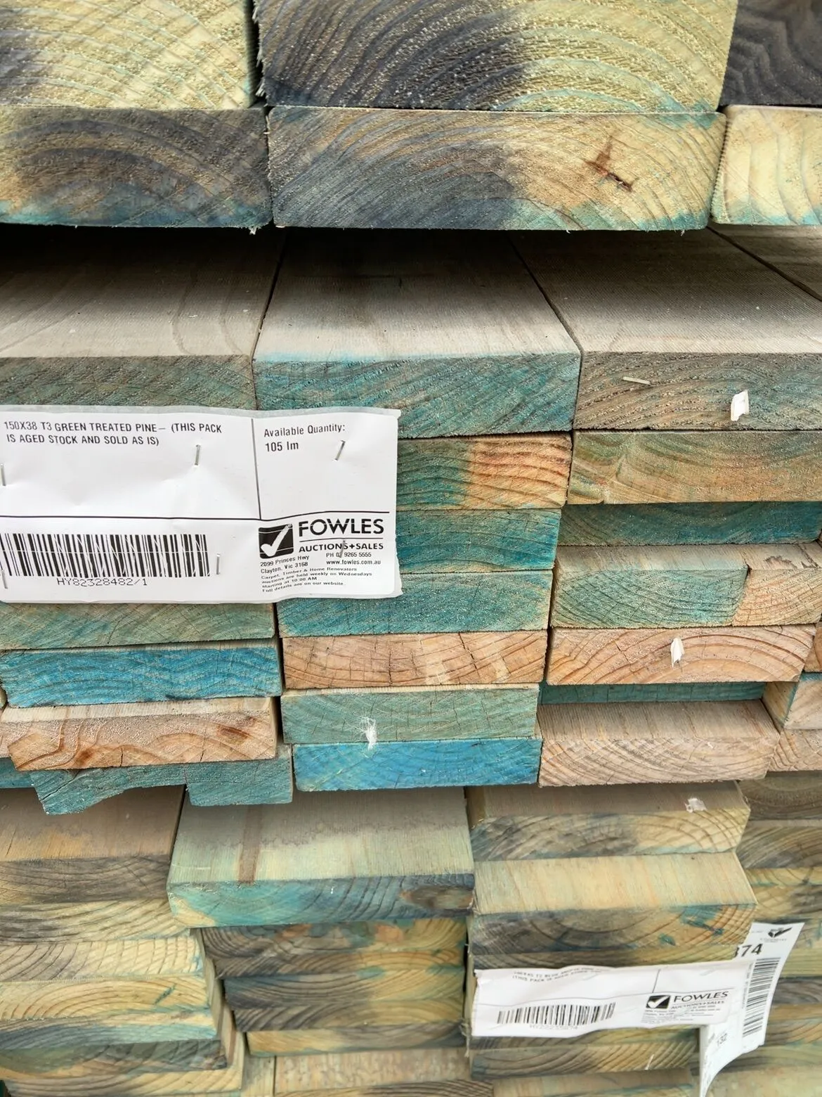 150X38 T3 GREEN TREATED PINE- (THIS PACK IS AGED STOCK AND SOLD AS IS) 150X38 T3 GREEN TREATED PINE- (THIS PACK IS AGED STOCK AND SOLD AS IS)