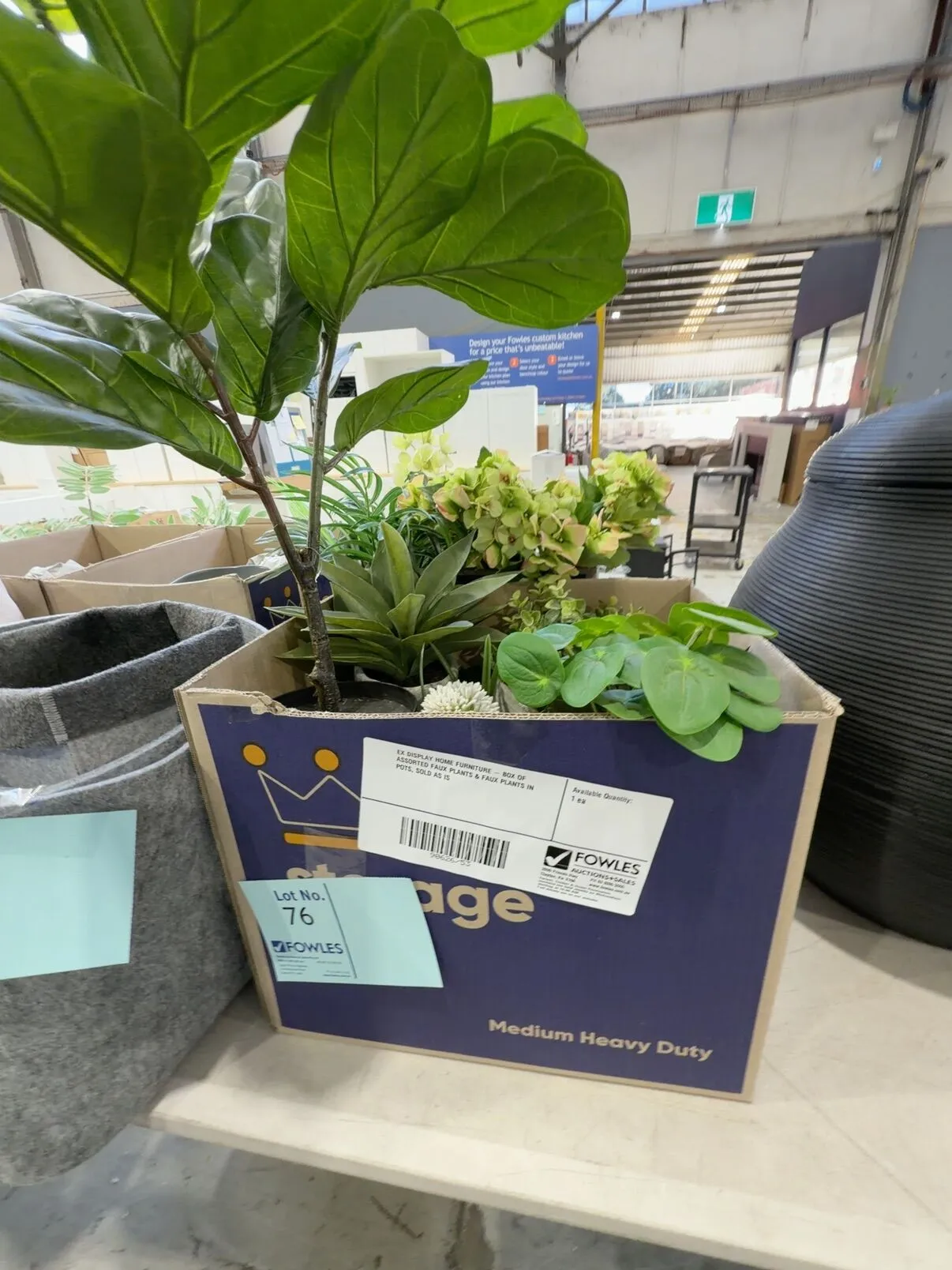 EX DISPLAY HOME FURNITURE - BOX OF ASSORTED FAUX PLANTS & FAUX PLANTS IN POTS, SOLD AS IS EX DISPLAY HOME FURNITURE - BOX OF ASSORTED FAUX PLANTS & FAUX PLANTS IN POTS, SOLD AS IS