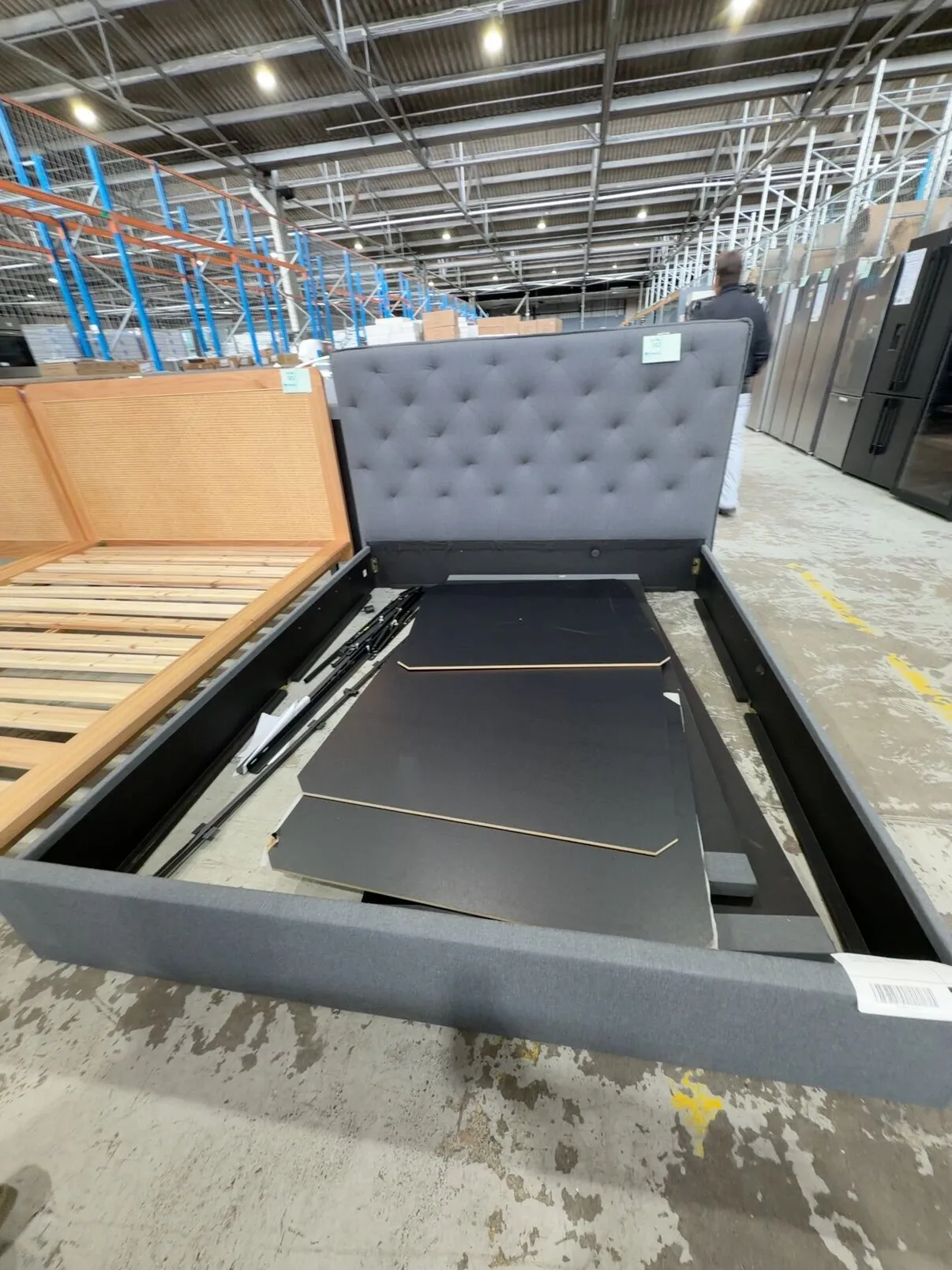 EX DISPLAY SAGE SLATE KING SIZE GASLIFT BEDFRAME, SOLD AS IS **NO FEET FOR BED, MISSING SOME SCREWS** EX DISPLAY SAGE SLATE KING SIZE GASLIFT BEDFRAME, SOLD AS IS **NO FEET FOR BED, MISSING SOME SCREWS**
