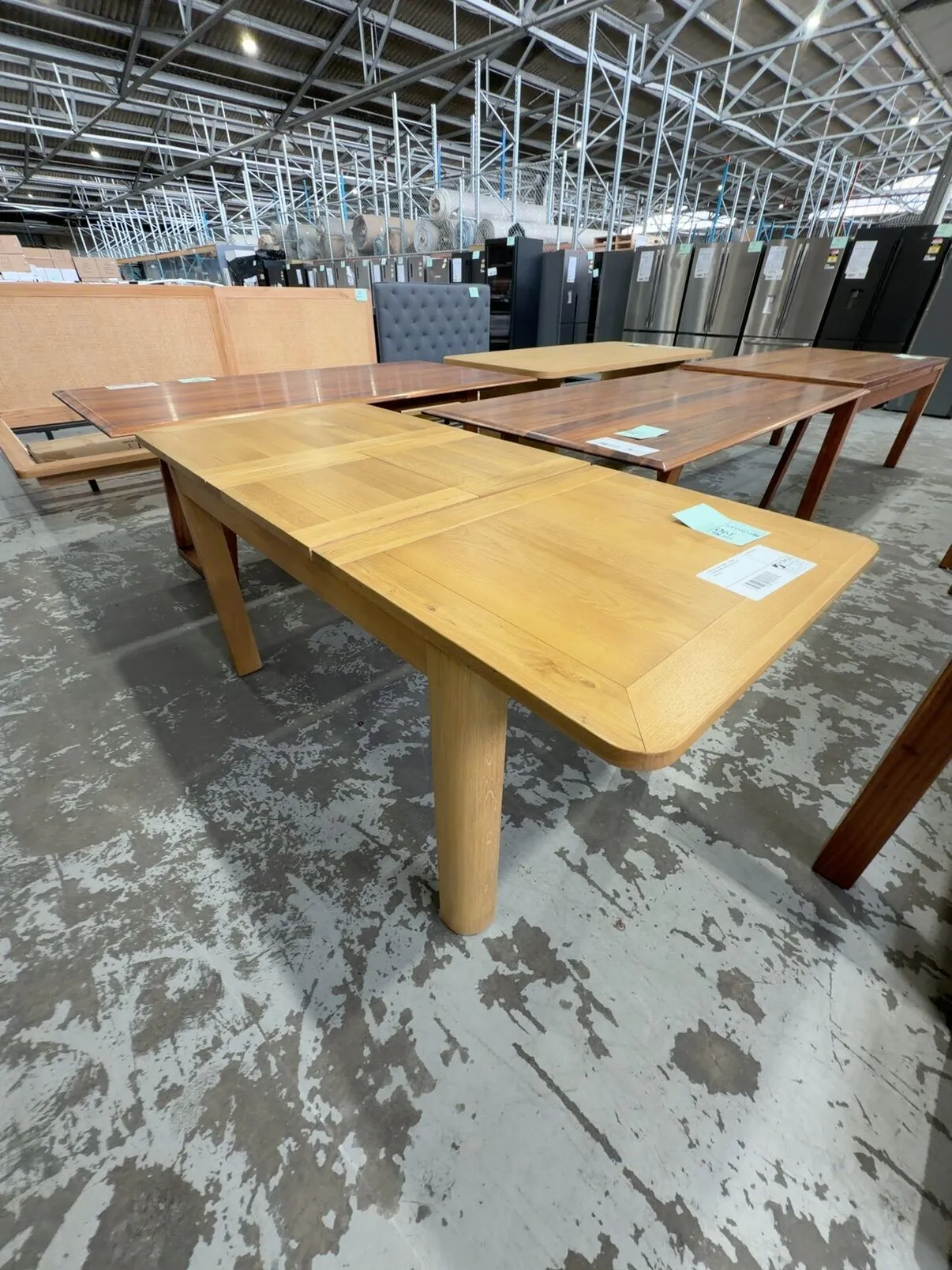 EX DISPLAY TAHOE 1300MM - 1800MM EXTENSION DINING TABLE, NATURAL OAK, SOLD AS IS EX DISPLAY TAHOE 1300MM - 1800MM EXTENSION DINING TABLE, NATURAL OAK, SOLD AS IS