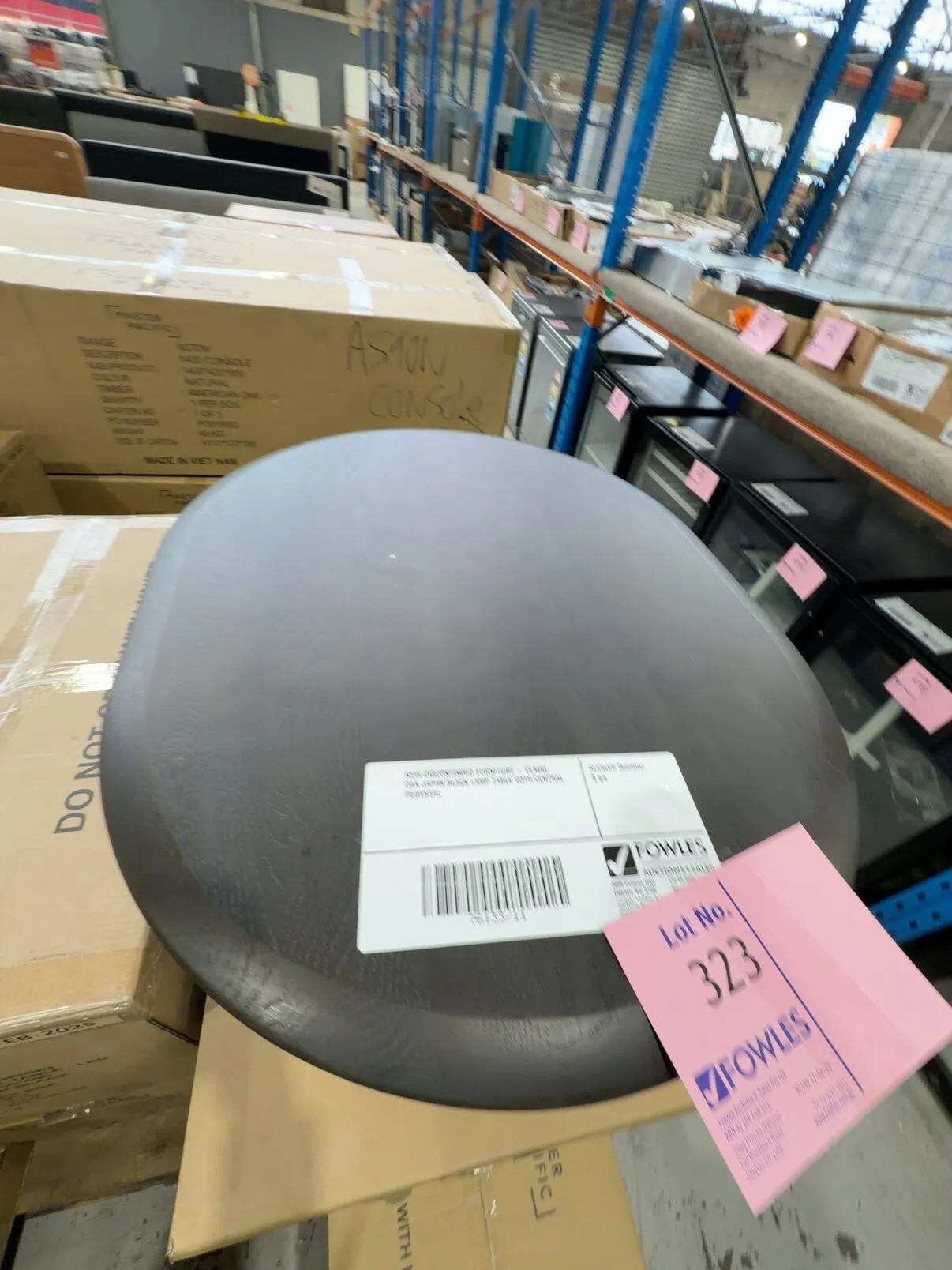 NEW DISCONTINUED FURNITURE - CLAIRE OAK JAPAN BLACK LAMP TABLE WITH CENTRAL PEDESTAL NEW DISCONTINUED FURNITURE - CLAIRE OAK JAPAN BLACK LAMP TABLE WITH CENTRAL PEDESTAL