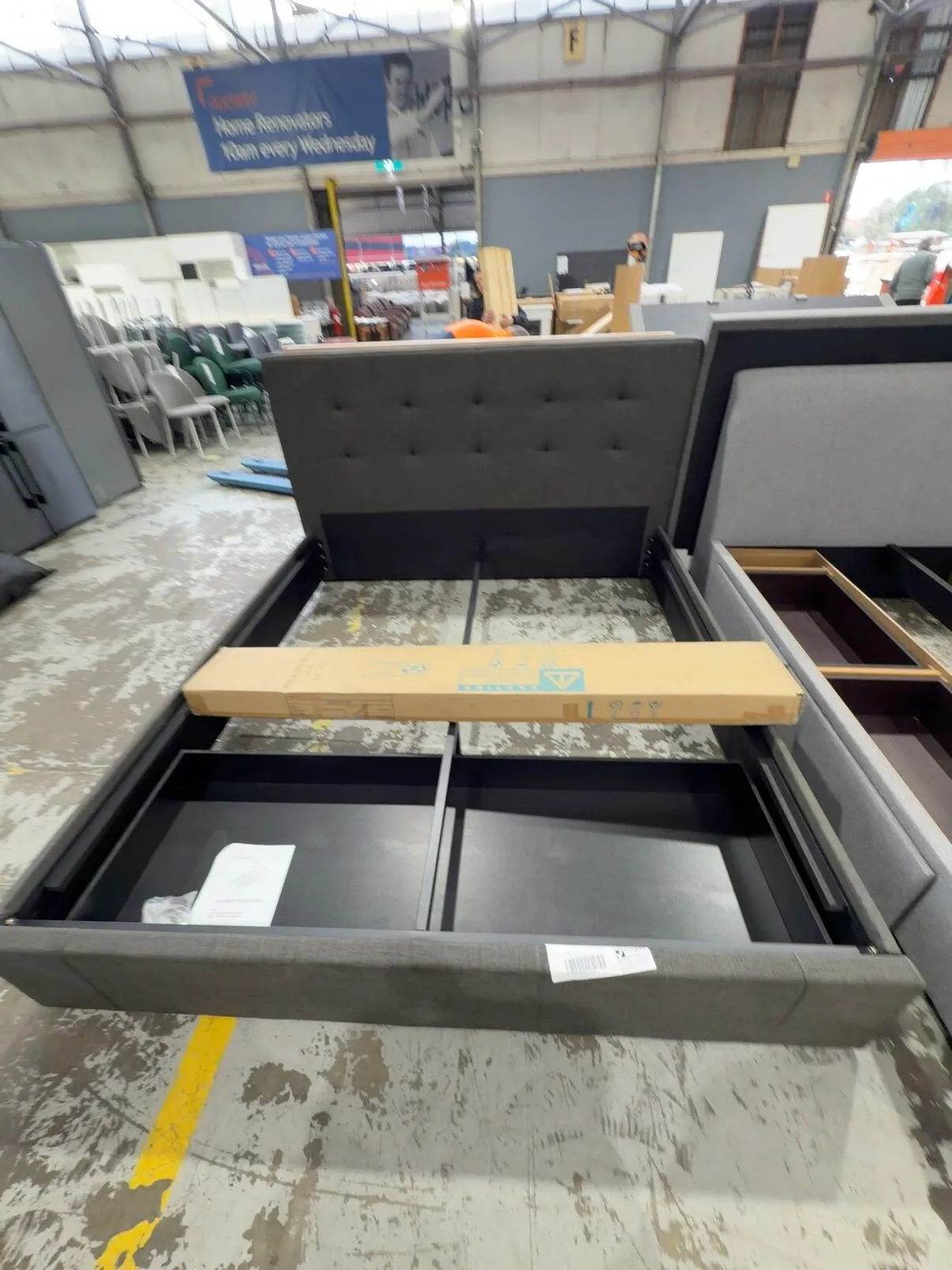 NEW DISCONTINUED FURNITURE - FLORENCE ASH GREY KING SIZE BEDFRAME, DRAWER BED BASE NEW DISCONTINUED FURNITURE - FLORENCE ASH GREY KING SIZE BEDFRAME, DRAWER BED BASE