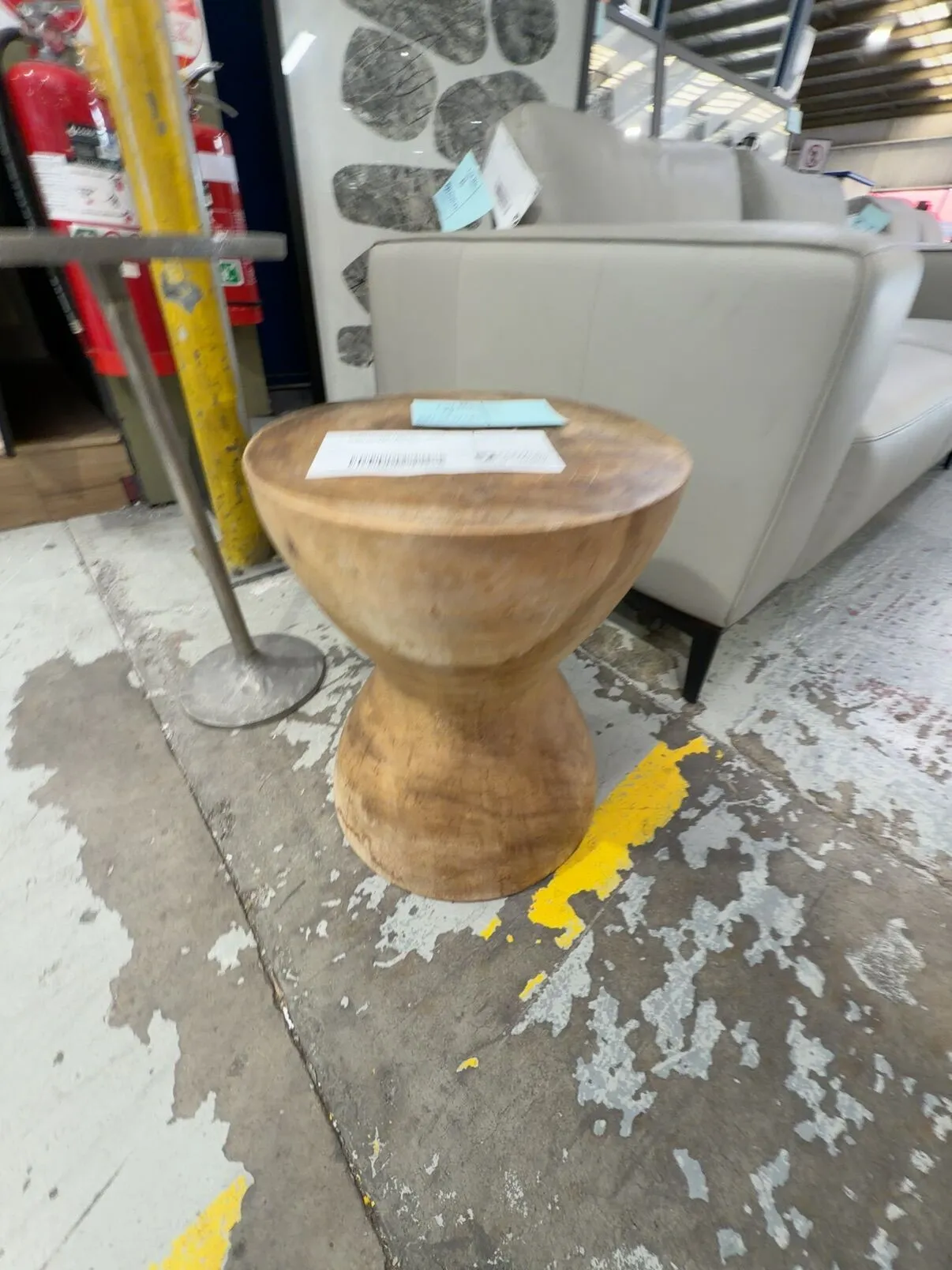 EX DISPLAY HOME FURNITURE - TIMBER ROUND SIDE TABLE SOLD AS IS EX DISPLAY HOME FURNITURE - TIMBER ROUND SIDE TABLE SOLD AS IS