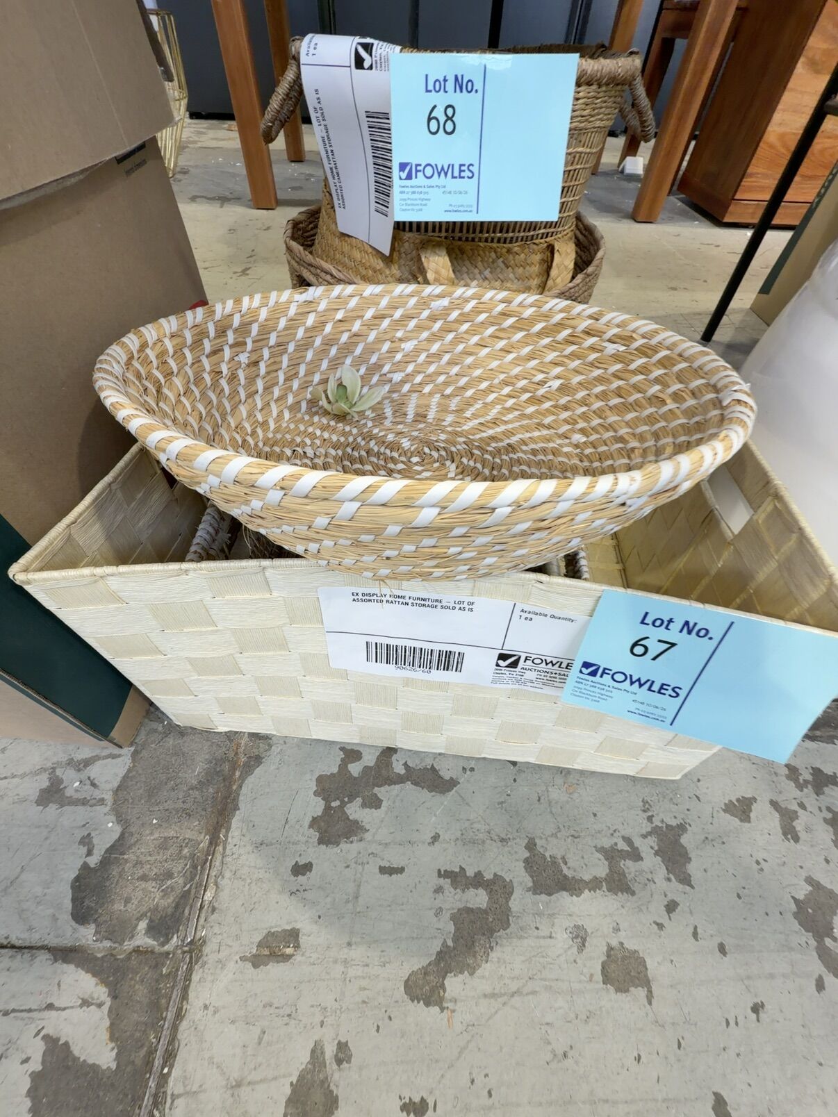 EX DISPLAY HOME FURNITURE - LOT OF ASSORTED RATTAN STORAGE SOLD AS IS EX DISPLAY HOME FURNITURE - LOT OF ASSORTED RATTAN STORAGE SOLD AS IS