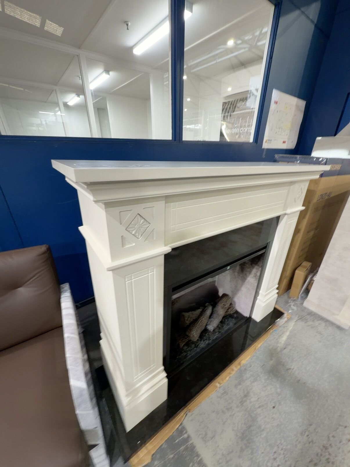 EX DISPLAY OSBOURNE WHITE MANTLE 2KW HEATER, ORNATE CARVING, STONE BASE RRP$2799 WITH 3 MONTH WARRANTY EX DISPLAY OSBOURNE WHITE MANTLE 2KW HEATER, ORNATE CARVING, STONE BASE RRP$2799 WITH 3 MONTH WARRANTY