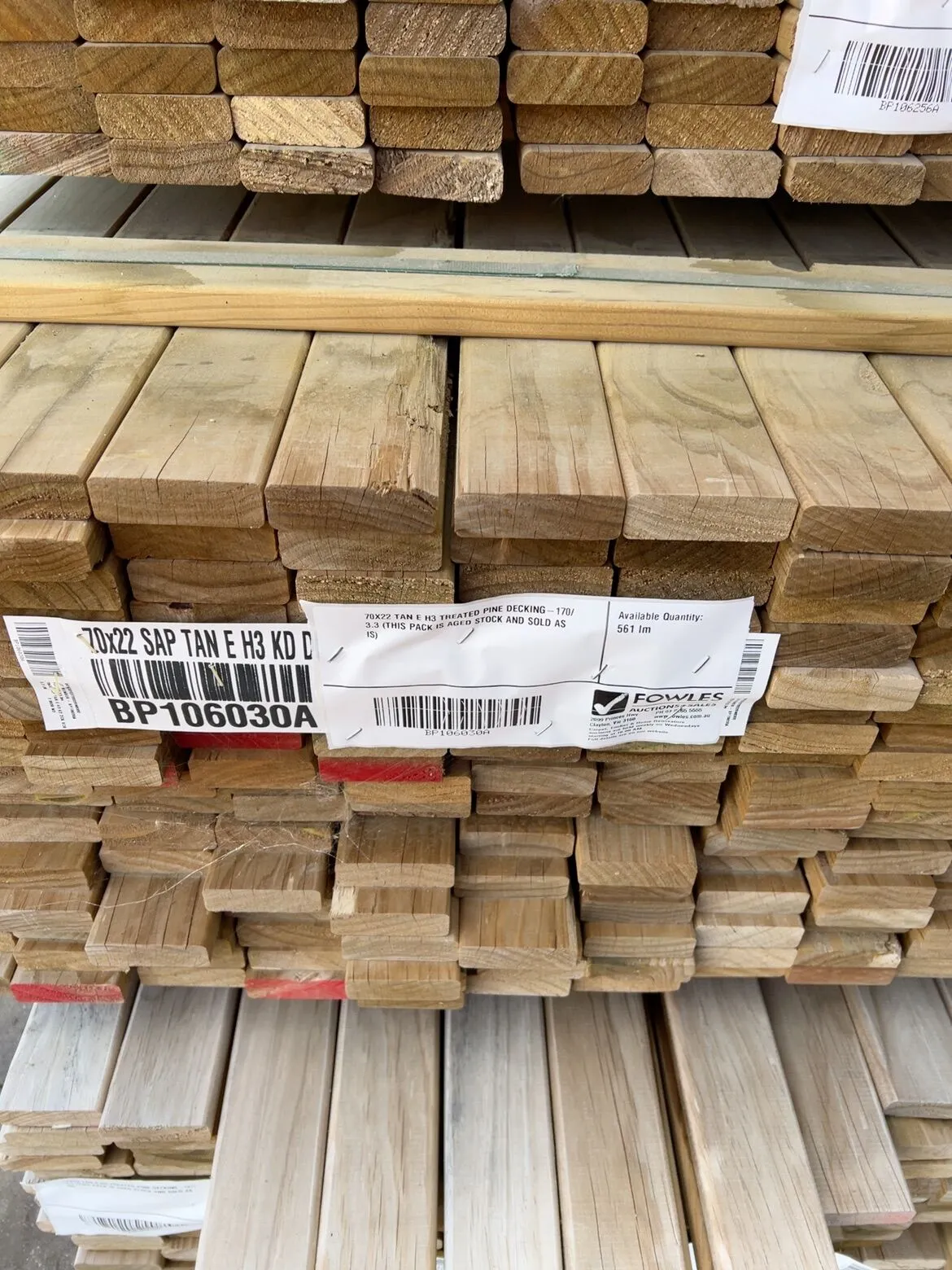 70X22 TAN E H3 TREATED PINE DECKING-170/3.3 (THIS PACK IS AGED STOCK AND SOLD AS IS) 70X22 TAN E H3 TREATED PINE DECKING-170/3.3 (THIS PACK IS AGED STOCK AND SOLD AS IS)