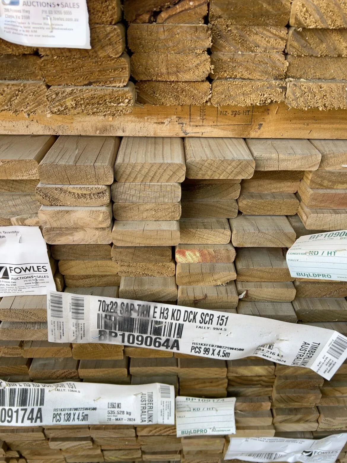70X22 TAN E H3 TREATED PINE DECKING-99/4.5 (THIS PACK IS AGED STOCK AND SOLD AS IS) 70X22 TAN E H3 TREATED PINE DECKING-99/4.5 (THIS PACK IS AGED STOCK AND SOLD AS IS)