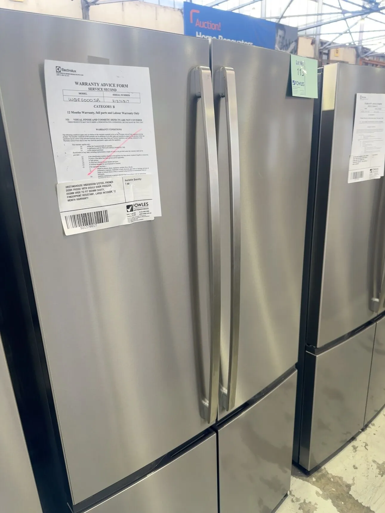 WESTINGHOUSE WQE6000SB S/STEEL FRENCH DOOR FRIDGE WITH DOULE DOOR FREEZER, 896MM WIDE TO FIT 900MM CAVITY, FINGERPRINT RESISTANT, LARGE INTERIOR, 12 MONTH WARRANTY WESTINGHOUSE WQE6000SB S/STEEL FRENCH DOOR FRIDGE WITH DOULE DOOR FREEZER, 896MM WIDE TO FIT 900MM CAVITY, FINGERPRINT RESISTANT, LARGE INTERIOR, 12 MONTH WARRANTY