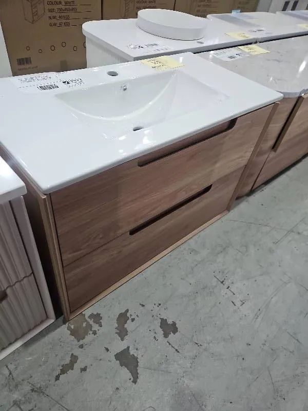 AULIC AINSLEY 900MM WALL HUNG VANITY, FINGER PULL CABINET, DURABLE TIMBER PLYWOOD, WITH CRYSTAL CERAMIC TOP RRP$1069, CAWH52-900-CT28 & CAWH52-900 AULIC AINSLEY 900MM WALL HUNG VANITY, FINGER PULL CABINET, DURABLE TIMBER PLYWOOD, WITH CRYSTAL CERAMIC TOP RRP$1069, CAWH52-900-CT28 & CAWH52-900