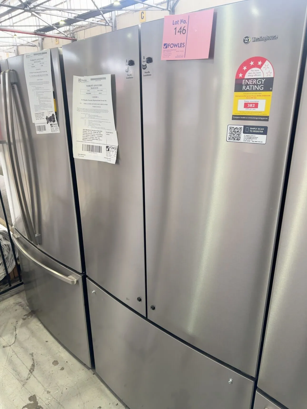 WESTINGHOUSE WHE6000SB FRENCH DOOR FRIDGE, 565 LITRE, 896MM WIDE, WITH FREEZER DRAWER, DUAL SEALED CRISPERS WITH HUMIDITY CONTROL, 4 STAR ENERGY, FLEX SPACE INTERIOR, FAMILY SAFE LOCKABLE DOOR COMPARTMENT, WITH 12 MONTH WARRANTY WESTINGHOUSE WHE6000SB FRENCH DOOR FRIDGE, 565 LITRE, 896MM WIDE, WITH FREEZER DRAWER, DUAL SEALED CRISPERS WITH HUMIDITY CONTROL, 4 STAR ENERGY, FLEX SPACE INTERIOR, FAMILY SAFE LOCKABLE DOOR COMPARTMENT, WITH 12 MONTH WARRANTY
