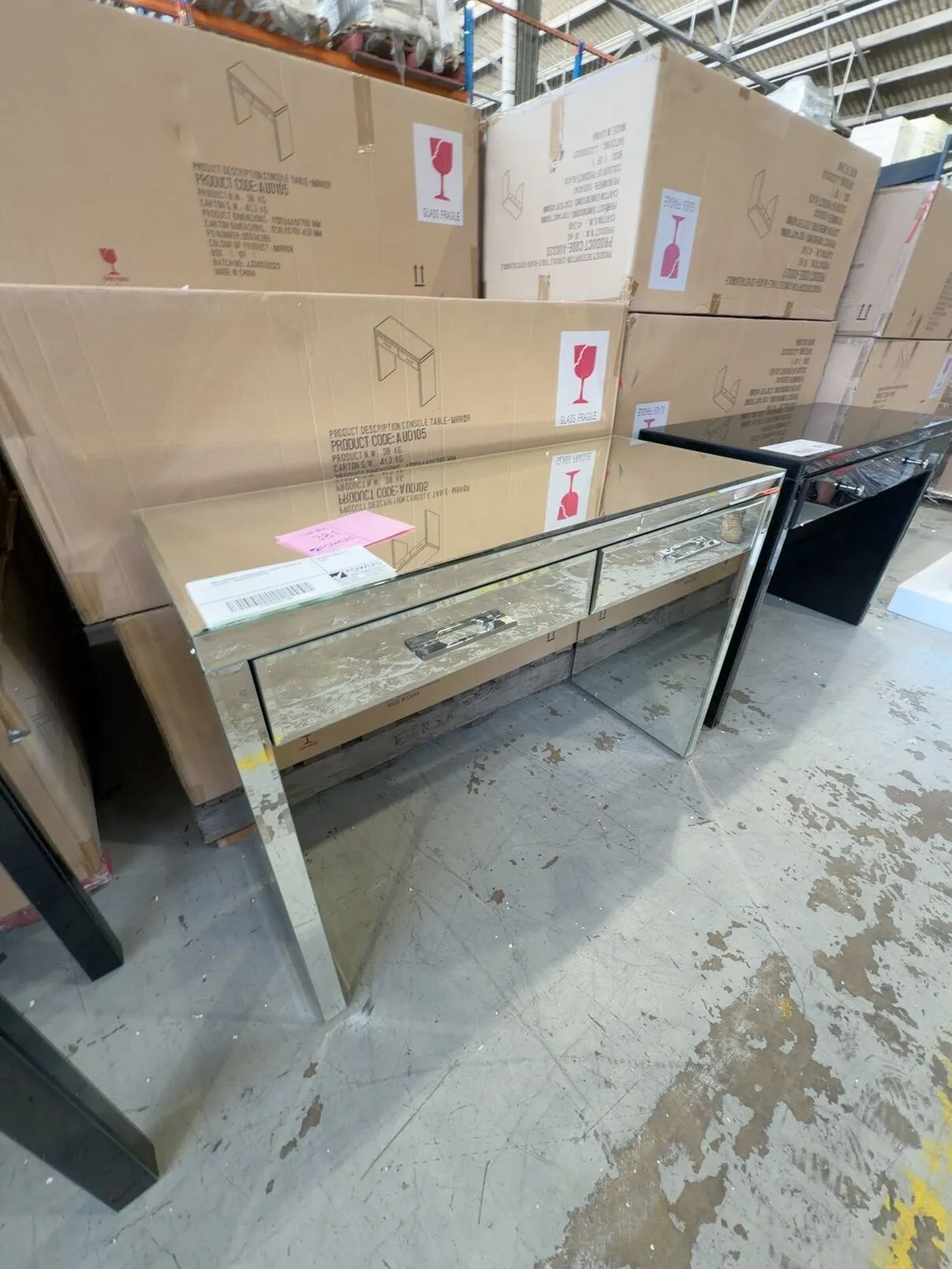 NEW MIRROR CONSOLE/HALL TABLE 1100MM X 440MM, 2 DRAWERS AU0105 NEW MIRROR CONSOLE/HALL TABLE 1100MM X 440MM, 2 DRAWERS AU0105
