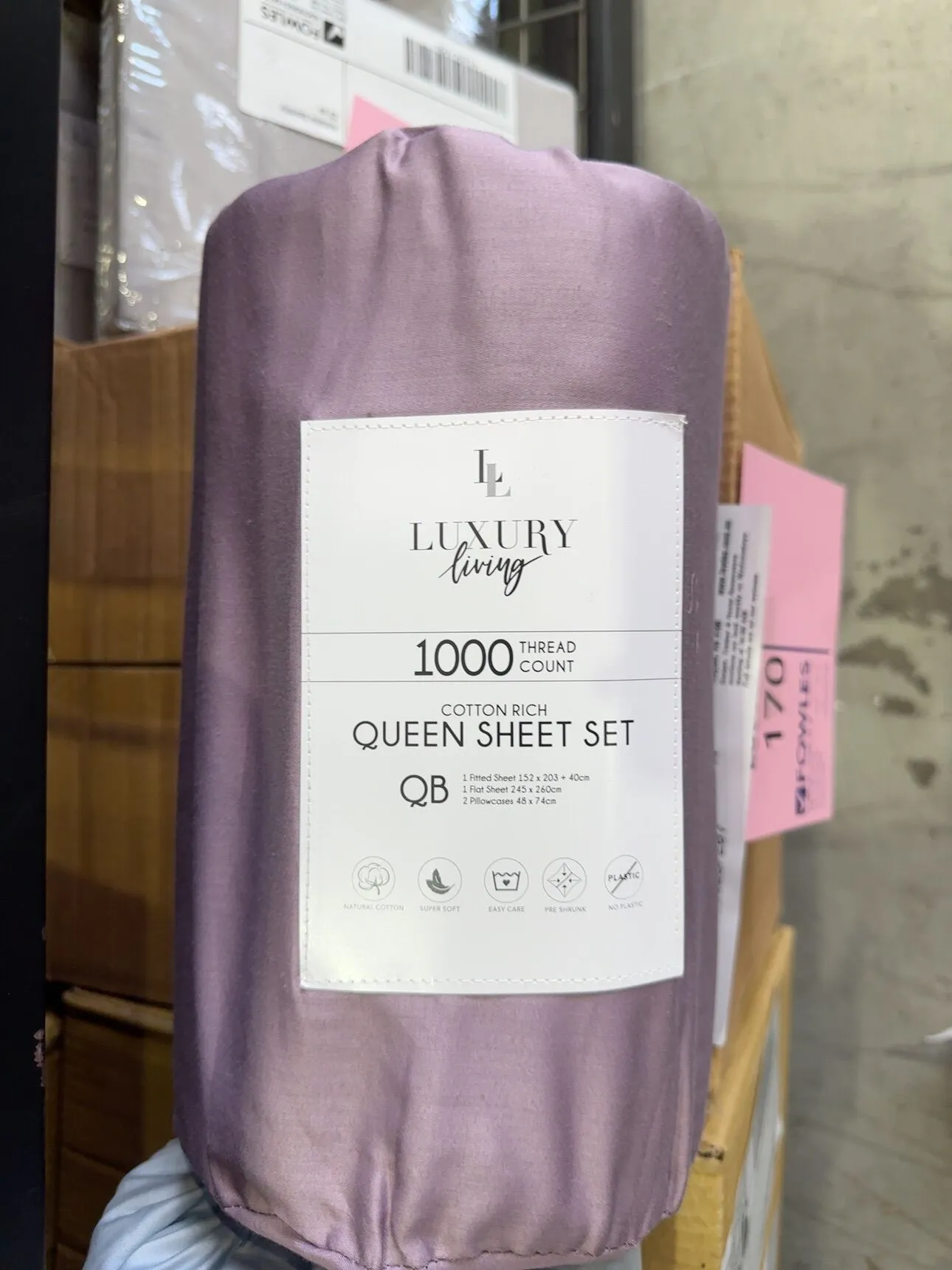 NEW QUEEN SIZE 1000TC SHEET SET - COTTON/POLYESTER, FRENCH LILAC NEW QUEEN SIZE 1000TC SHEET SET - COTTON/POLYESTER, FRENCH LILAC