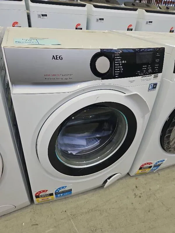 AEG 8kg 6000 SERIES FRONT LOAD WASHING MACHINE WITH PROSENSE TECHNOLOGY, 1400 SPIN SPEED, 10 WASH PROGRAMS, STEAM REFRESH OPTION, WOOLMARK BLUE CERTIFICATION, ULTRA QUICK PROGRAM, AQUA CONTROL SYSTEM, MODEL LF6ES8431A **3 YEAR MANUFACTURER WARRANTY** AEG 8kg 6000 SERIES FRONT LOAD WASHING MACHINE WITH PROSENSE TECHNOLOGY, 1400 SPIN SPEED, 10 WASH PROGRAMS, STEAM REFRESH OPTION, WOOLMARK BLUE CERTIFICATION, ULTRA QUICK PROGRAM, AQUA CONTROL SYSTEM, MODEL LF6ES8431A **3 YEAR MANUFACTURER WARRANTY**