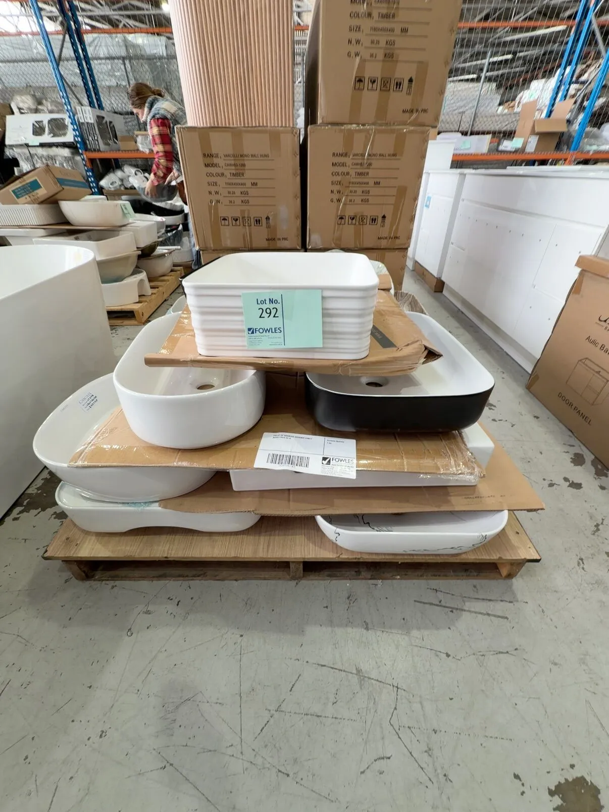 PALLET OF ASSORTED DESIGNER VANITY BOWLS SOLD AS IS PALLET OF ASSORTED DESIGNER VANITY BOWLS SOLD AS IS
