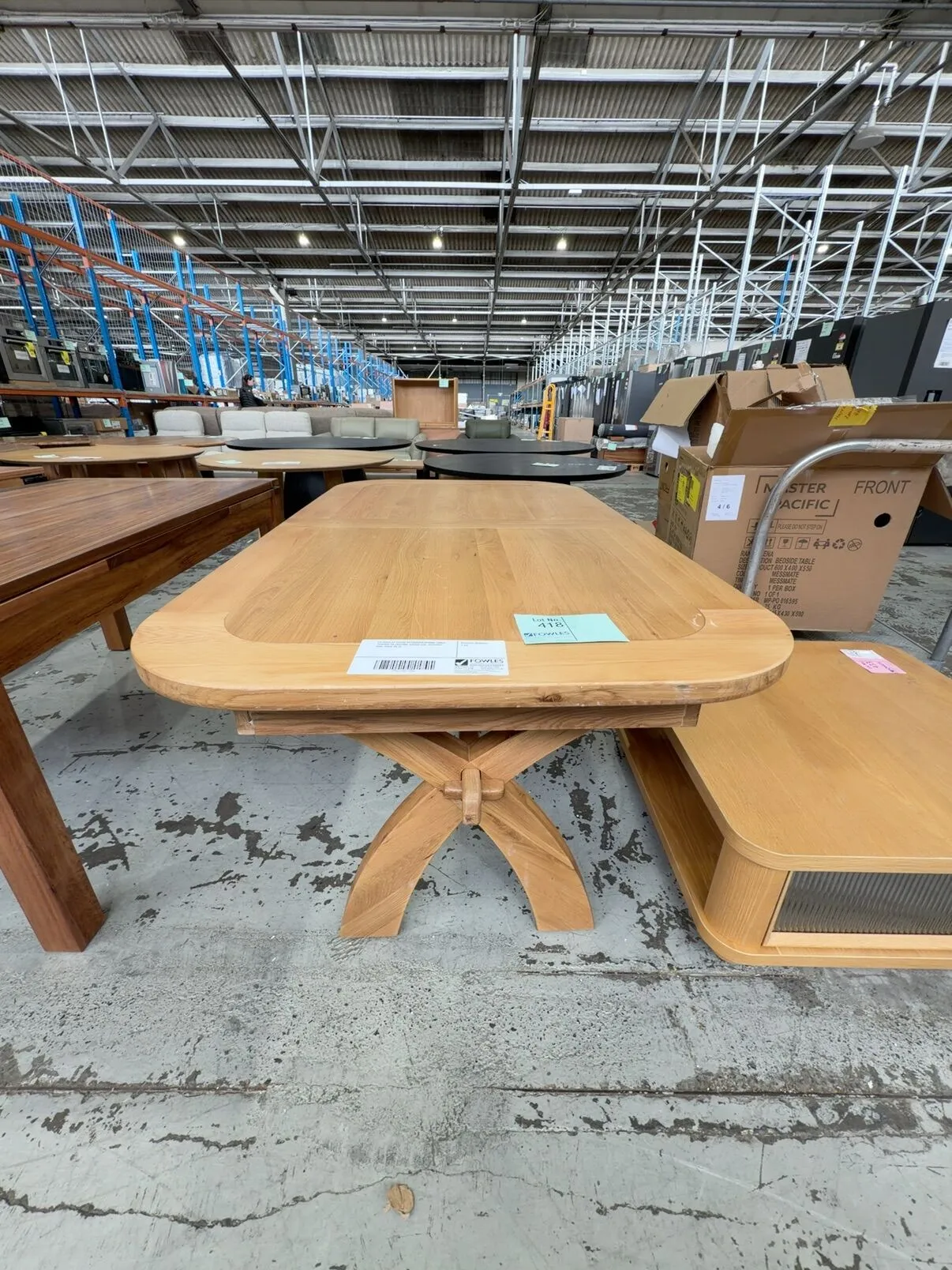 EX DISPLAY TAHOE EXTENSION DINING TABLE, 1800MM TO 2800MM, CROSS LEG, NATURAL OAK, SOLD AS IS EX DISPLAY TAHOE EXTENSION DINING TABLE, 1800MM TO 2800MM, CROSS LEG, NATURAL OAK, SOLD AS IS