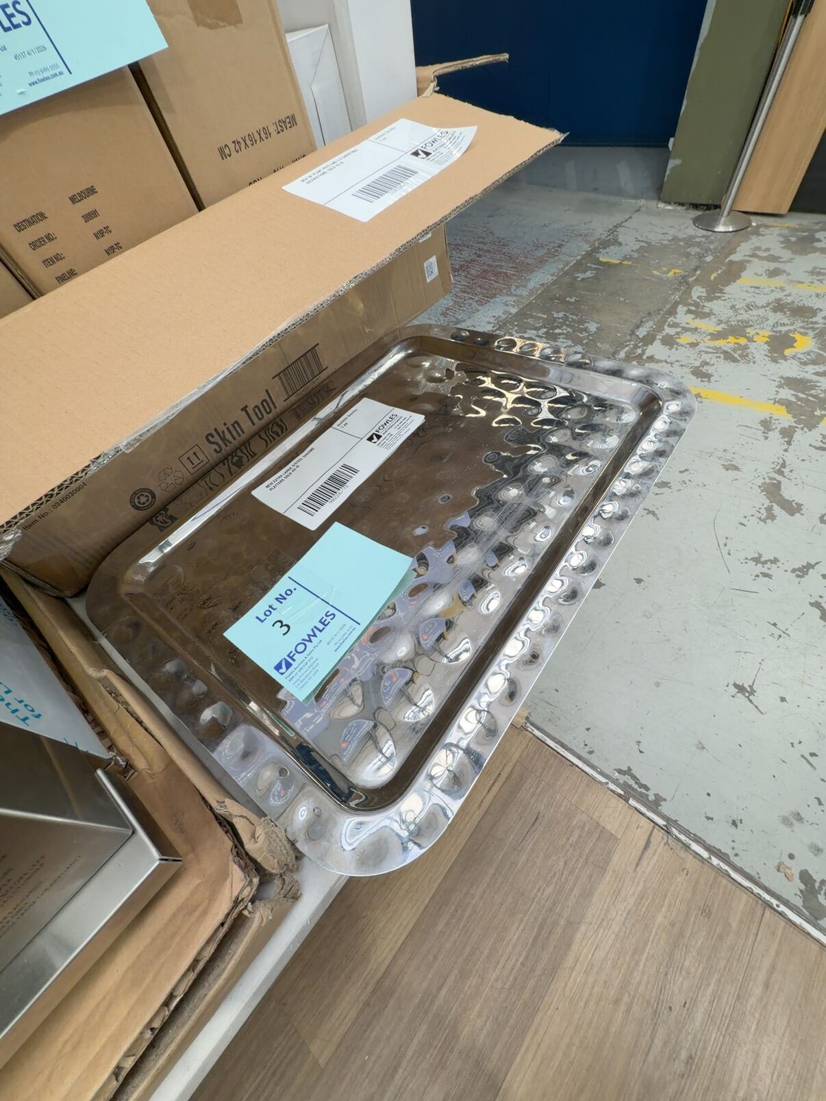 NEW EXTRA LARGE S/STEEL SERVING PLATTERS SOLD AS IS NEW EXTRA LARGE S/STEEL SERVING PLATTERS SOLD AS IS