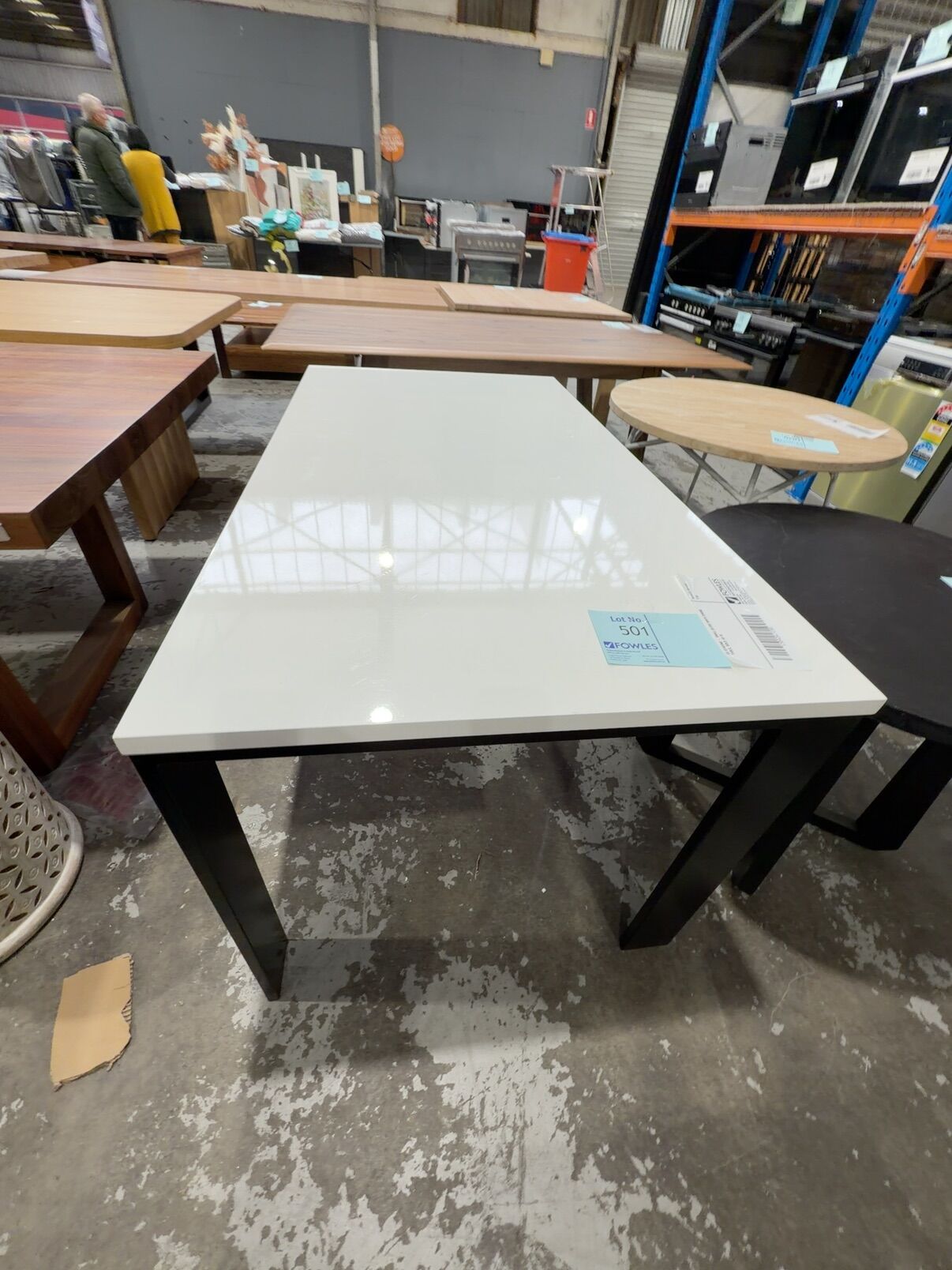 EX STAGING - SMALL GLOSS WHITE DINING TABLE, SOLD AS IS EX STAGING - SMALL GLOSS WHITE DINING TABLE, SOLD AS IS