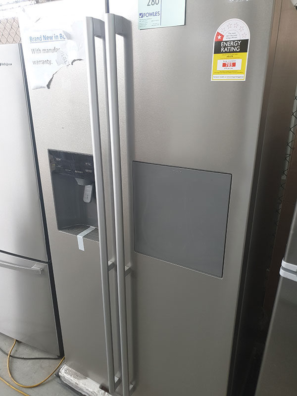 EURO ESBS567MSX S/STEEL 567 LITRE SIDE BY SIDE FRIDGE WITH ICE & WATER, MINI BAR DOOR, LED DIGITAL DISPLAY, MULTI FLOW COOLING TECHNOLOGY, SUPER COOLING SUPER FREEZING FUNCTIONS, VACATION MODE CHILD LOCK, WITH 12 MONTH WARRANTY