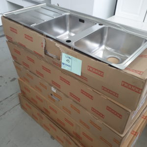 FRANKE S/STEEL ATON DOUBLE BOWL SINK MODEL ANX221LHD S/N 1270204629 RRP $869
