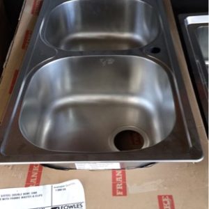 FRANKE S/STEEL DOUBLE BOWL SINK GEX 620B WITH FRANKE WASTES & CLIPS