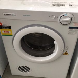 SIMPSON SDV501 5KG CLOTHES DRYER LARGE DOOR OPENING REVERSE TUMBLING FRONT OR REAR VENTING S/N C80731023 WITH 3 MONTH WARRANTY