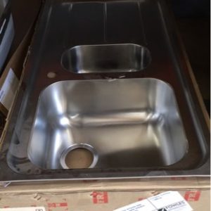 FRANKE STAINLESS STEEL KITCHEN SINK 1 & 1/4 BOWL WITH RIGHT HAND DRAINER WITH FRANKE WASTES AND CLIPS IMX 651 IMPACT
