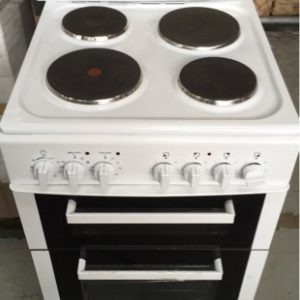 EURO 540MM WHITE FREESTANDING OVEN ALL ELECTRIC WITH 4 SOLID ELECTRIC ELEMENTS ELECTRIC OVEN WITH SEPARATE GRILL FAN FORCED CLOSED DOOR GRILLING MODEL EP54UTW WITH 12 MONTH WARRANTY