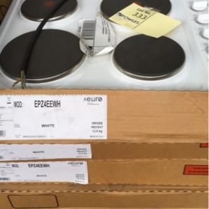 EURO WHITE 600MM ELECTRIC 4 ELEMENT COOKTOP MODEL EPZ4EEWH WITH 12 MONTH WARRANTY