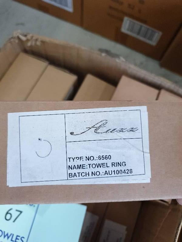 BOX OF ASSORTED TOWEL RINGS