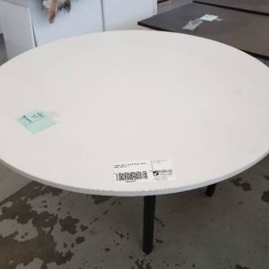 SECOND HAND - WHITE ROUND FOLDING TABLE SOLD AS IS